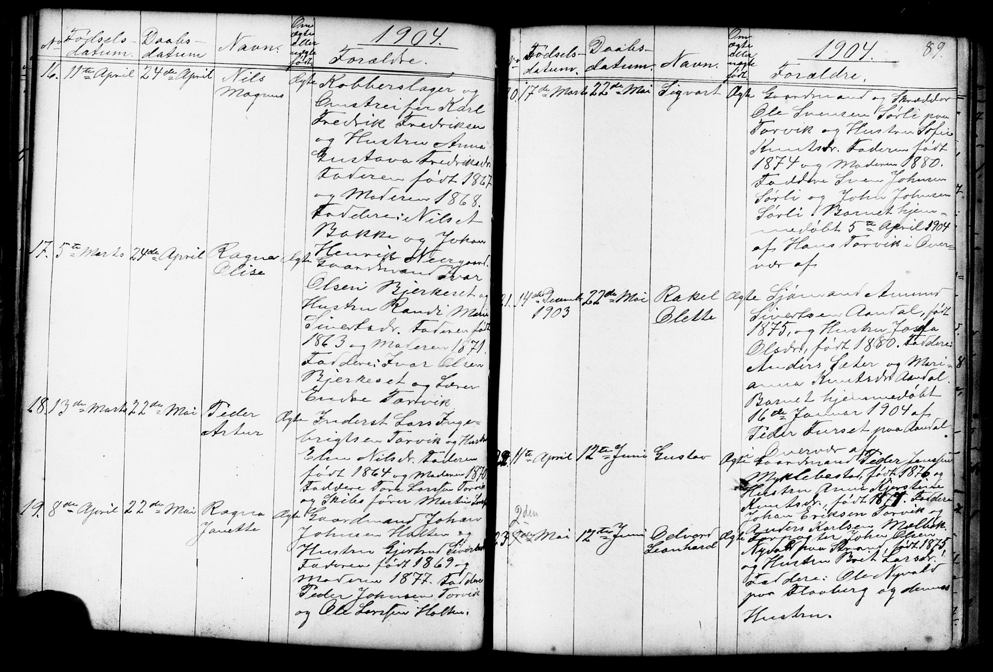 Ministerialprotokoller, klokkerbøker og fødselsregistre - Møre og Romsdal, AV/SAT-A-1454/584/L0969: Parish register (copy) no. 584C02, 1877-1911, p. 89