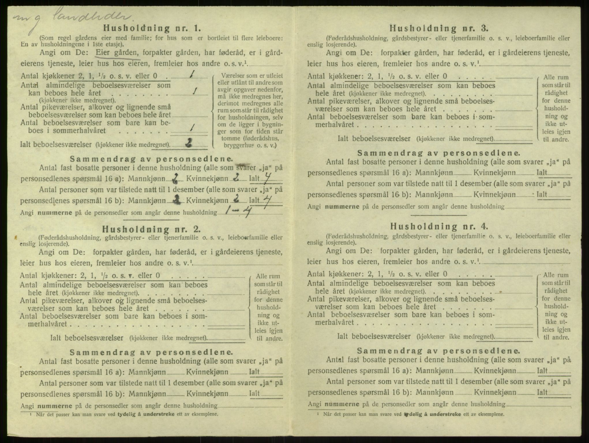 SAB, 1920 census for Modalen, 1920, p. 195