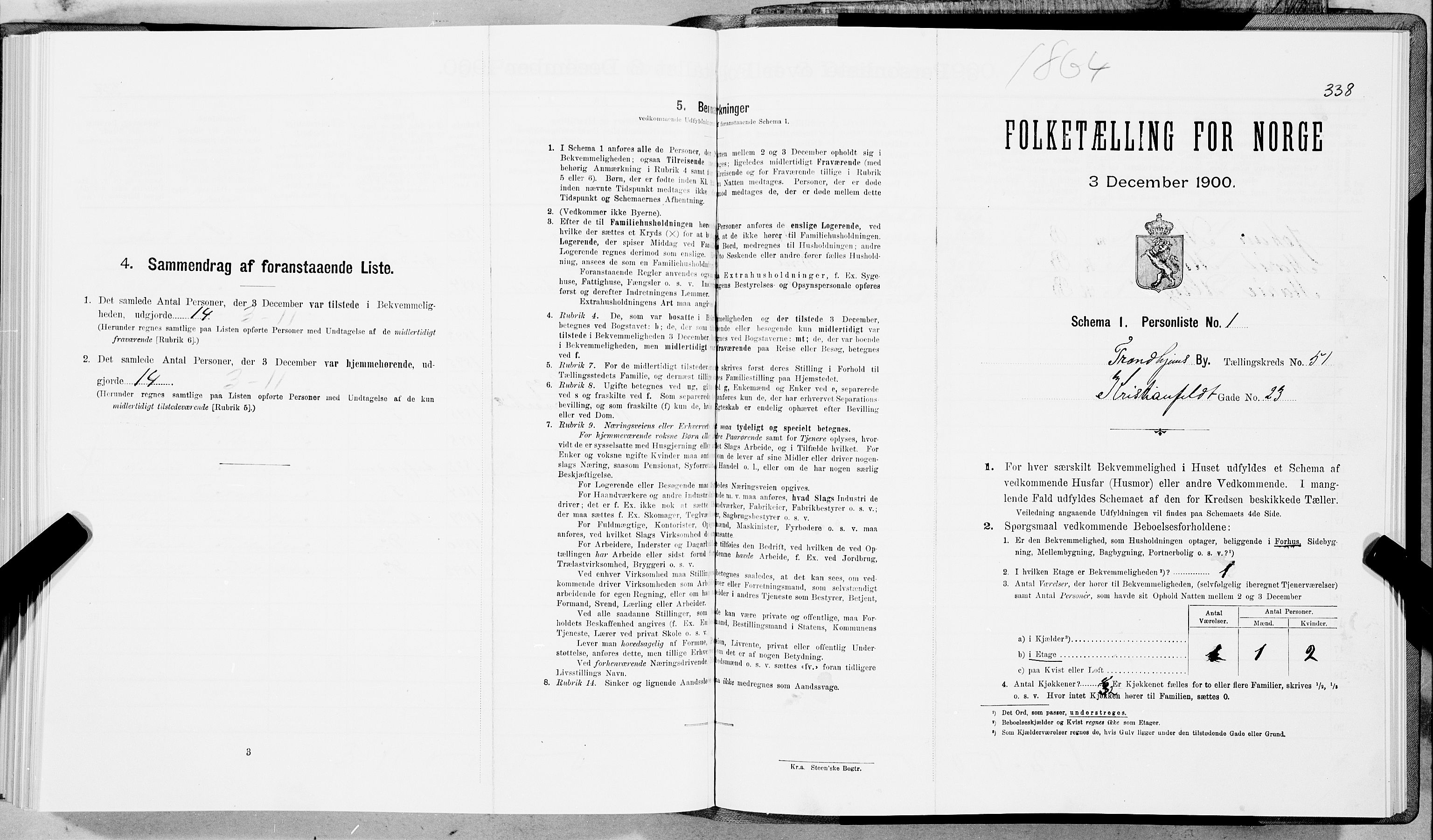 SAT, 1900 census for Trondheim, 1900, p. 8662