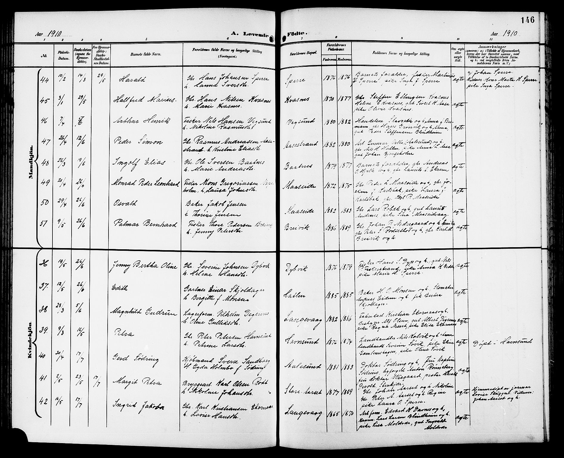 Ministerialprotokoller, klokkerbøker og fødselsregistre - Møre og Romsdal, AV/SAT-A-1454/528/L0432: Parish register (copy) no. 528C13, 1898-1918, p. 146