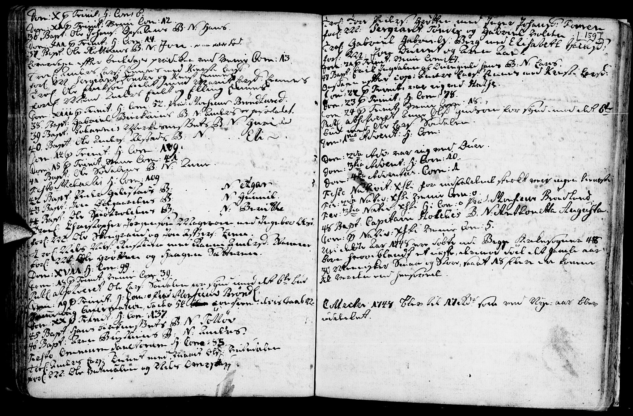 Ministerialprotokoller, klokkerbøker og fødselsregistre - Sør-Trøndelag, SAT/A-1456/630/L0488: Parish register (official) no. 630A01, 1717-1756, p. 158-159