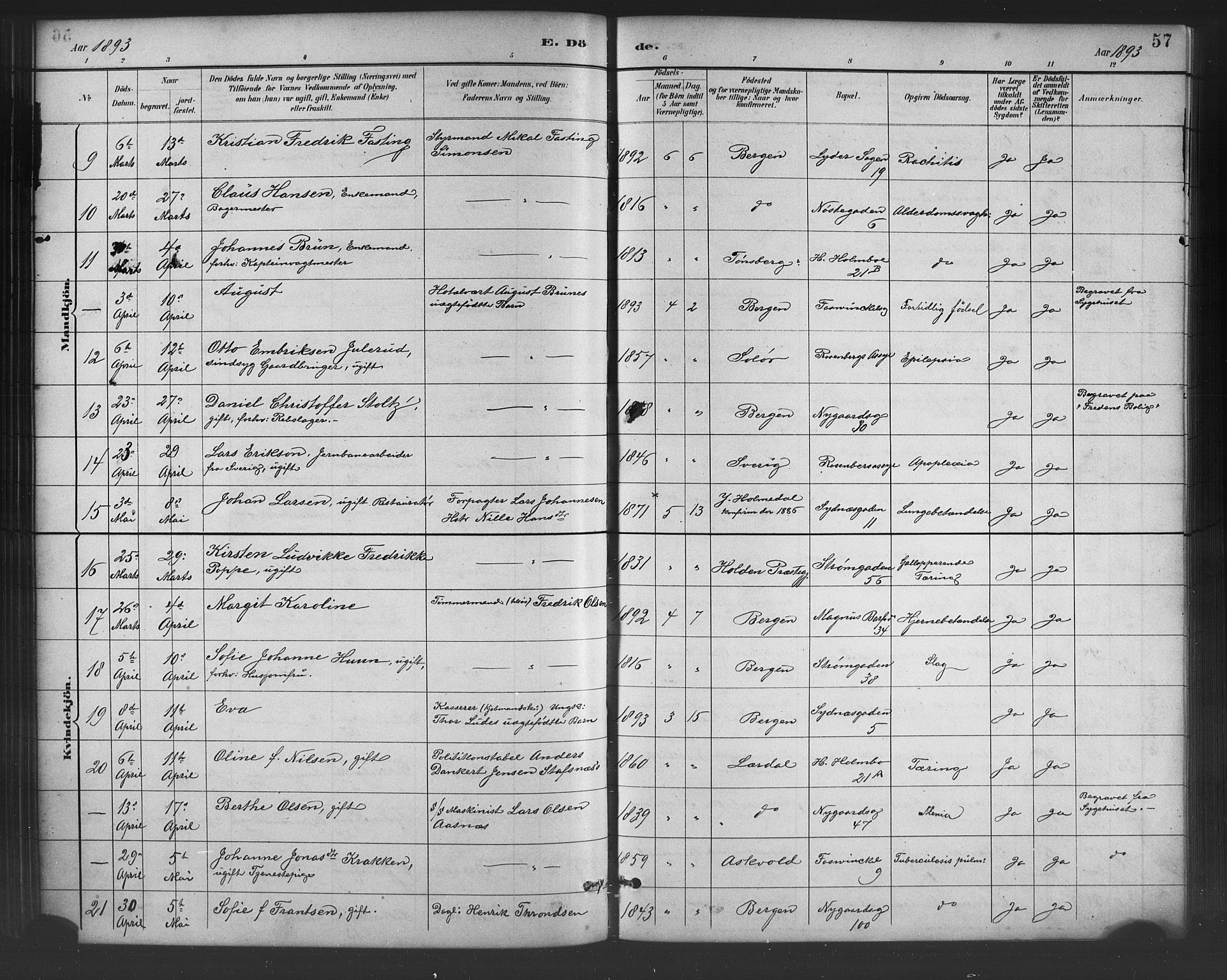 Johanneskirken sokneprestembete, SAB/A-76001/H/Hab: Parish register (copy) no. D 1, 1885-1915, p. 57
