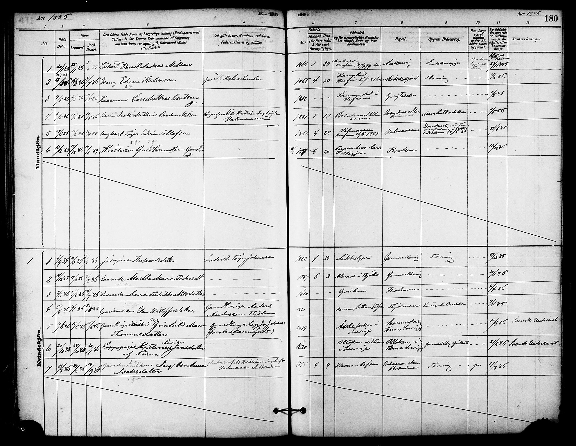 Ministerialprotokoller, klokkerbøker og fødselsregistre - Nordland, AV/SAT-A-1459/823/L0325: Parish register (official) no. 823A02, 1878-1898, p. 180