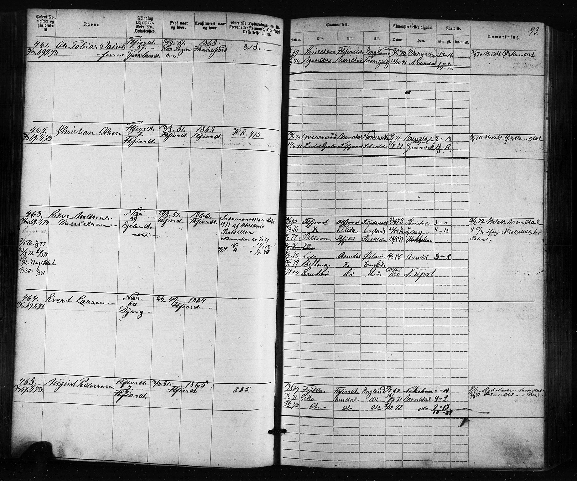 Flekkefjord mønstringskrets, AV/SAK-2031-0018/F/Fa/L0005: Annotasjonsrulle nr 1-1915 med register, Æ-2, 1868-1896, p. 113