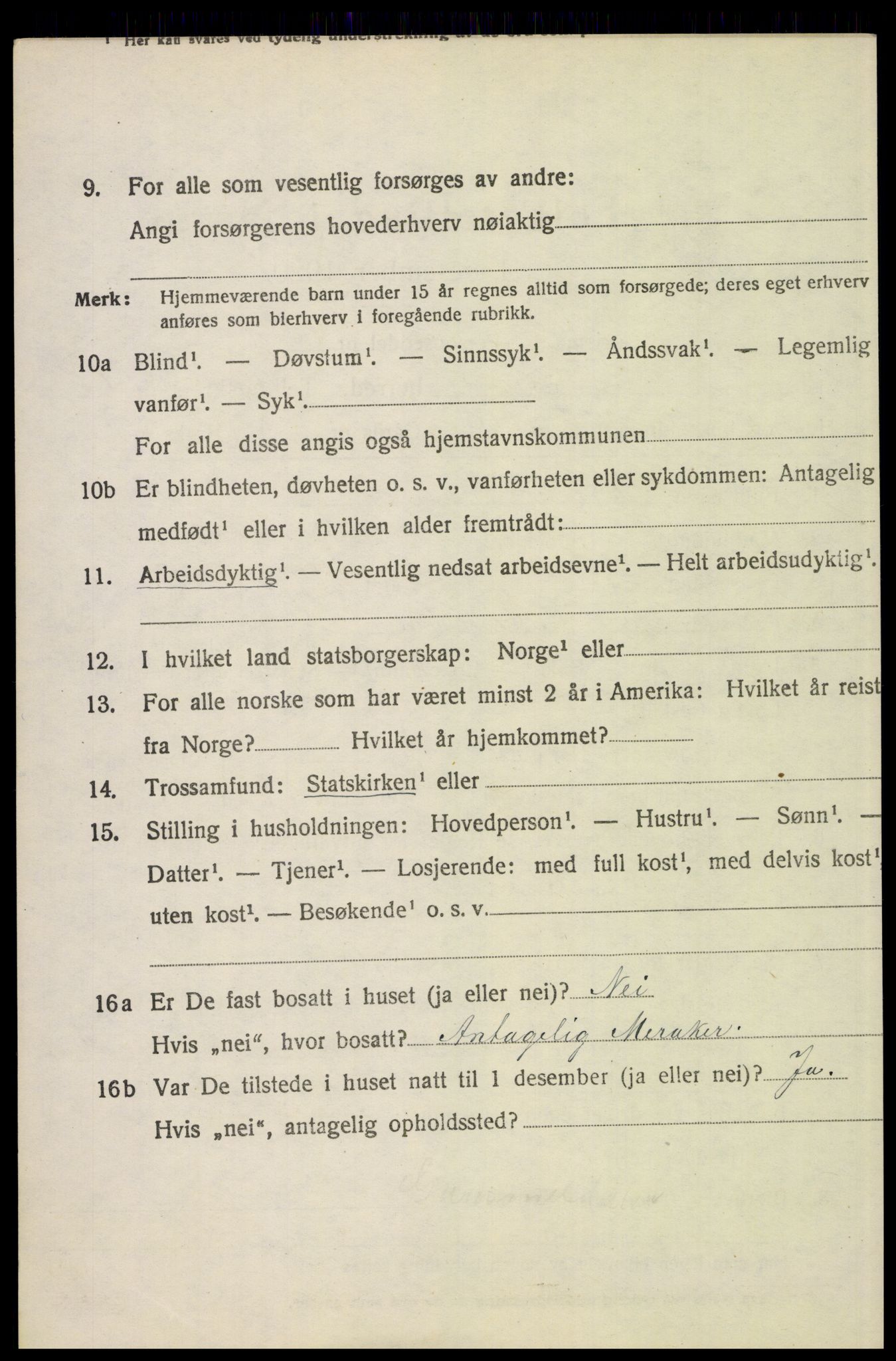 SAH, 1920 census for Tynset, 1920, p. 6169