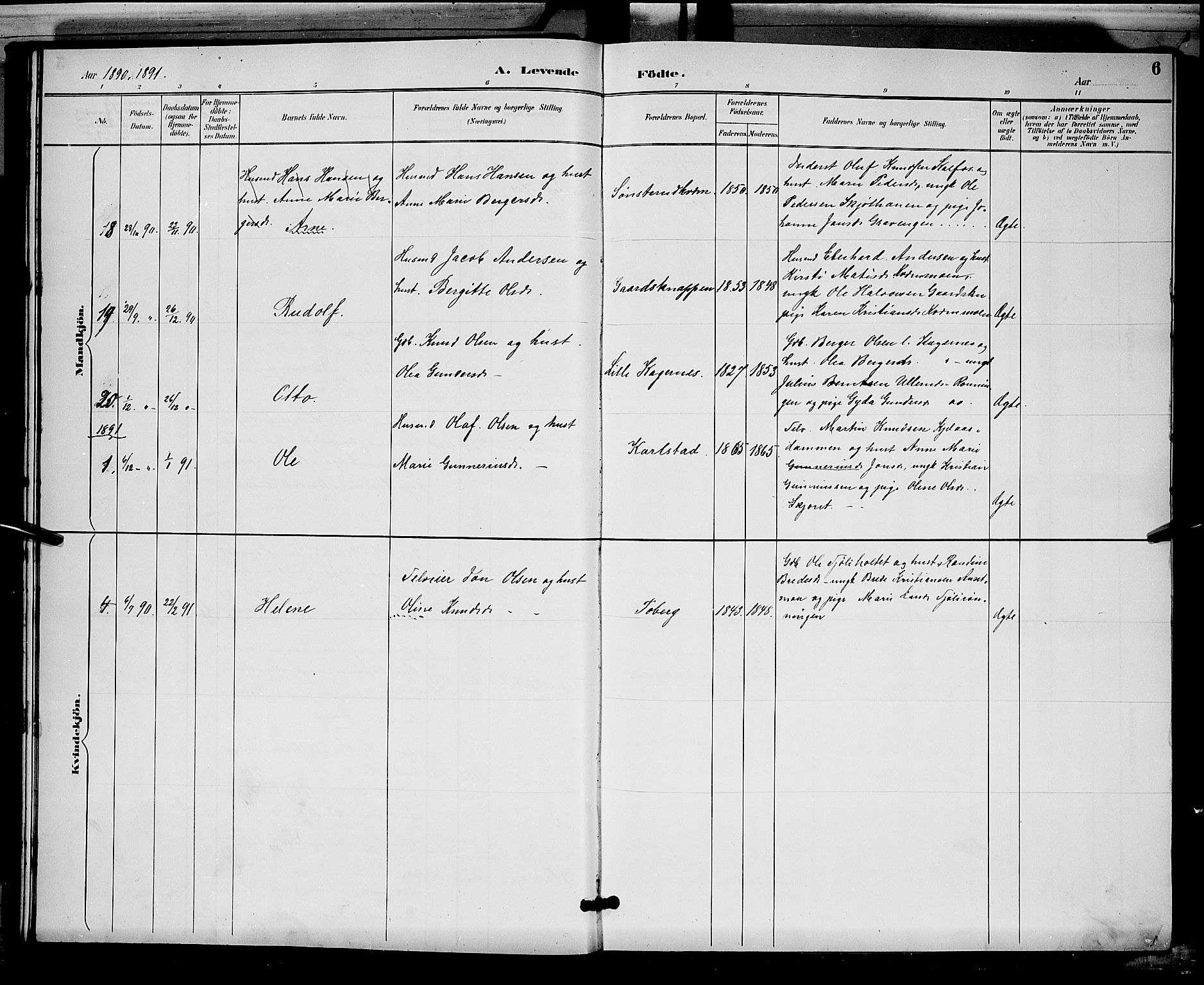 Åsnes prestekontor, AV/SAH-PREST-042/H/Ha/Hab/L0002: Parish register (copy) no. 2, 1890-1891, p. 6