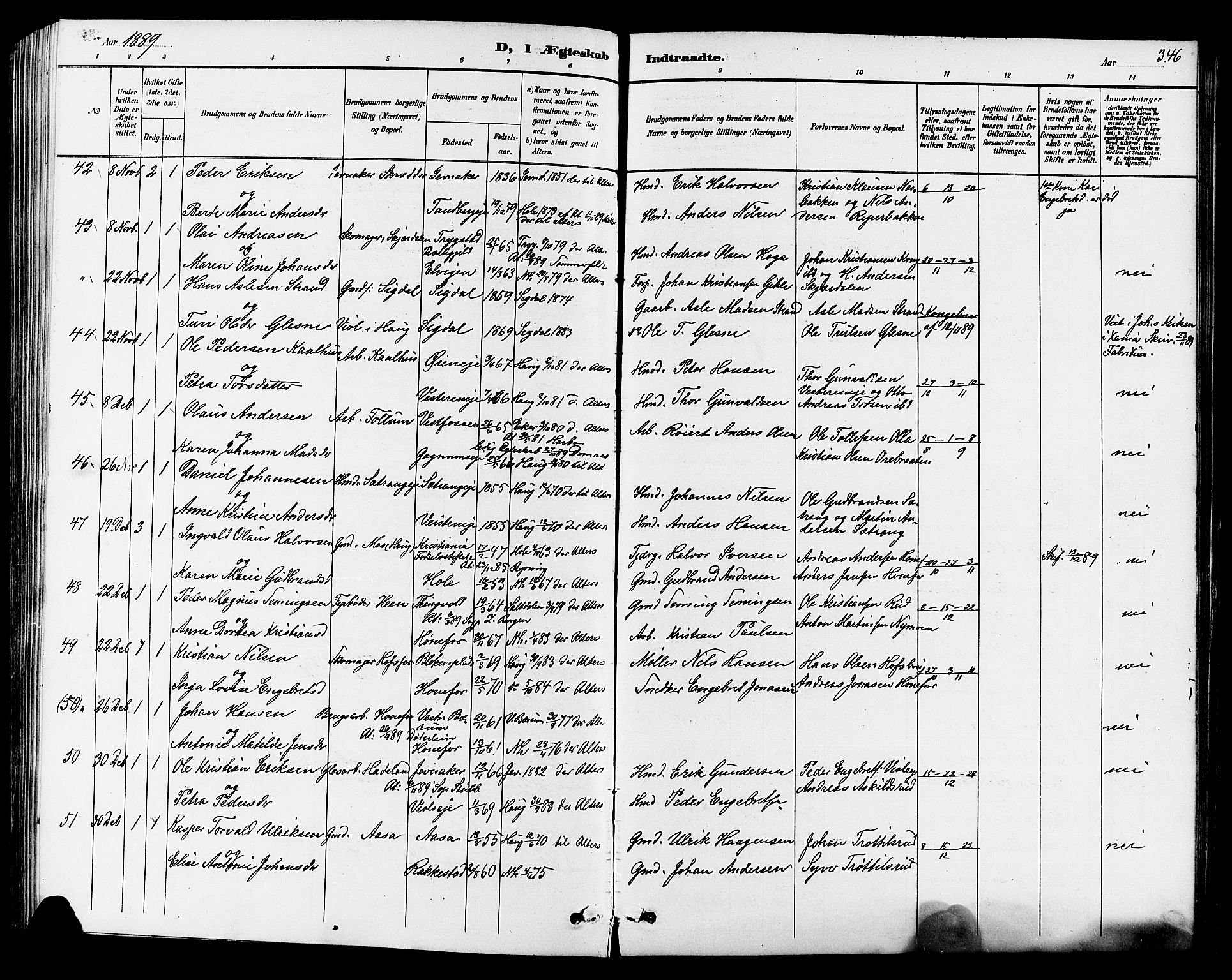 Norderhov kirkebøker, AV/SAKO-A-237/G/Ga/L0008: Parish register (copy) no. I 8, 1887-1912, p. 346
