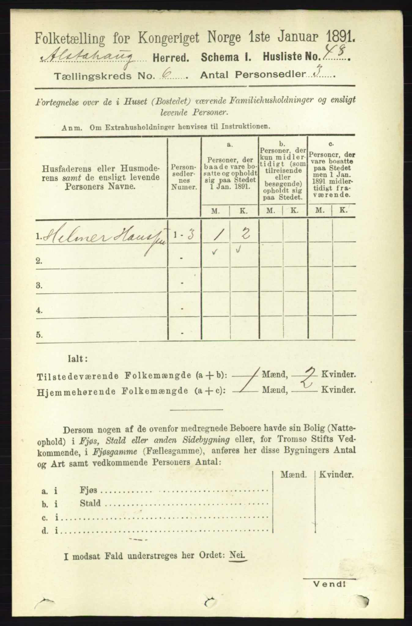 RA, 1891 census for 1820 Alstahaug, 1891, p. 2092