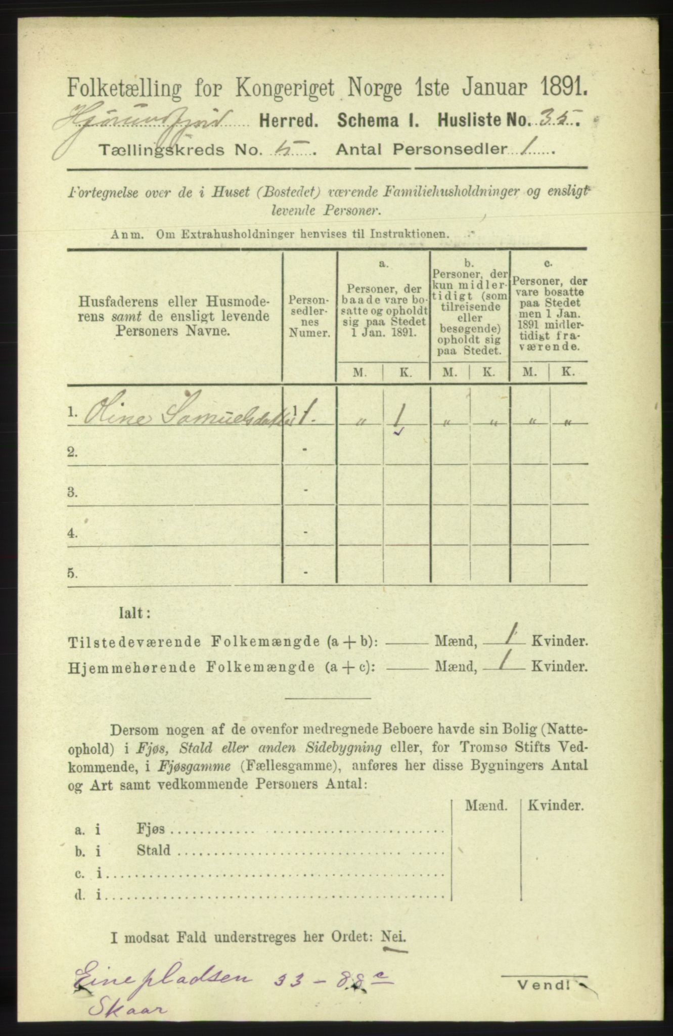 RA, 1891 census for 1522 Hjørundfjord, 1891, p. 891