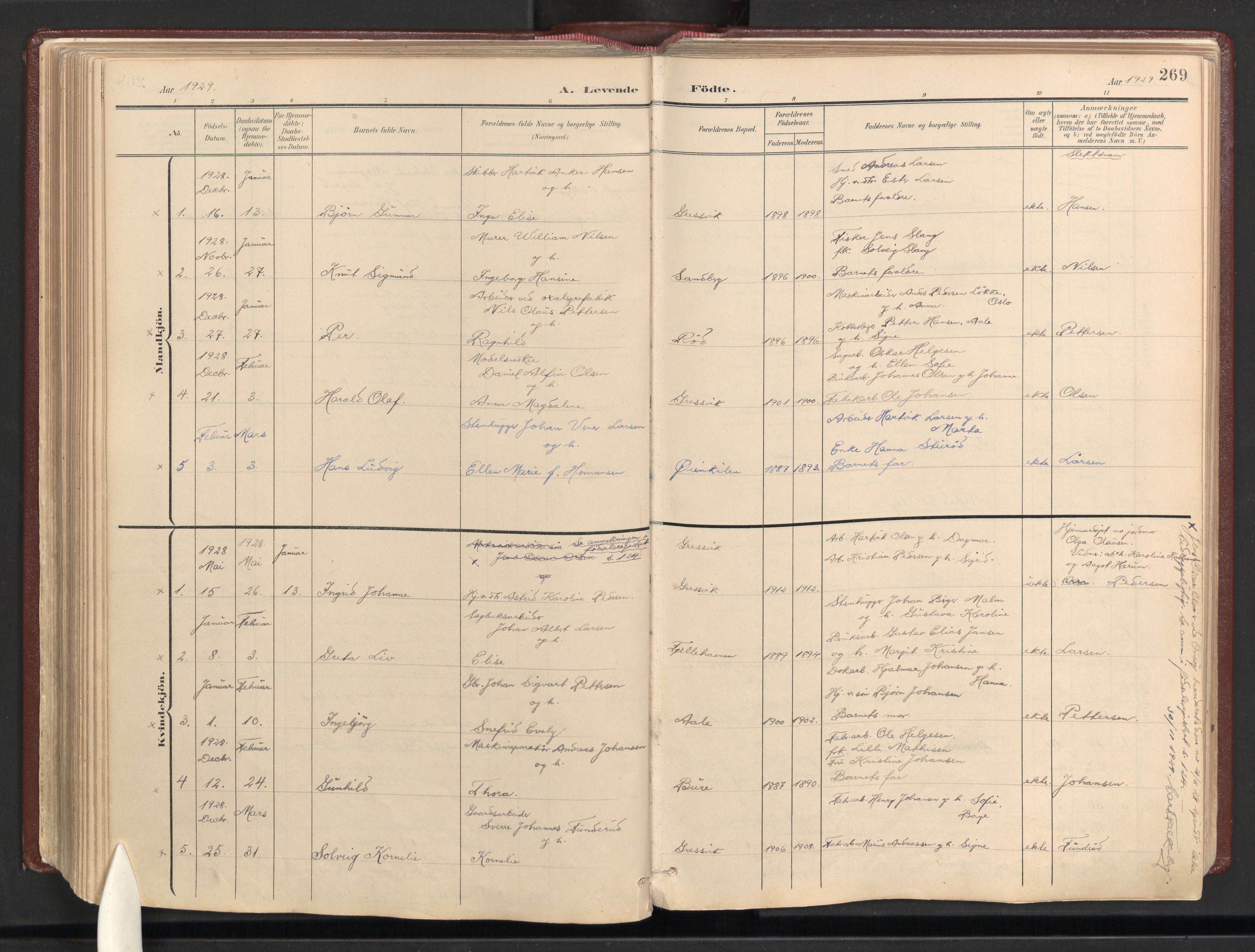 Onsøy prestekontor Kirkebøker, AV/SAO-A-10914/F/Fb/L0001: Parish register (official) no. II 1, 1901-1937, p. 269