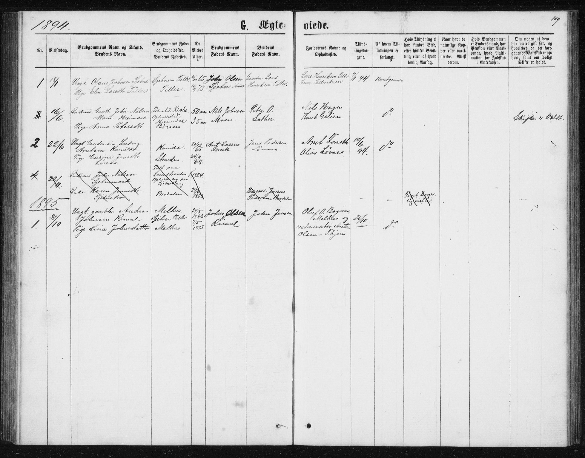 Ministerialprotokoller, klokkerbøker og fødselsregistre - Sør-Trøndelag, SAT/A-1456/621/L0459: Parish register (copy) no. 621C02, 1866-1895, p. 109