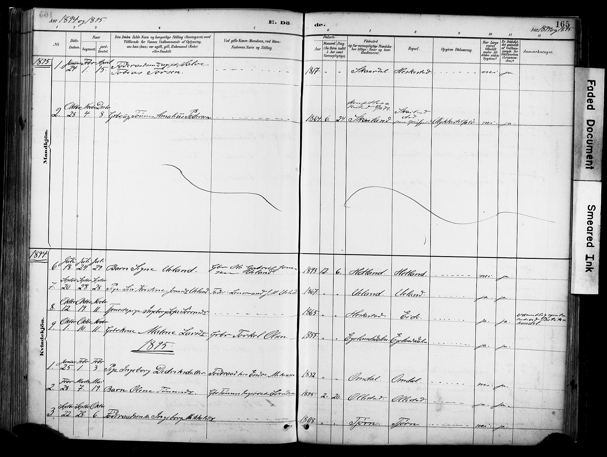 Lund sokneprestkontor, AV/SAST-A-101809/S06/L0012: Parish register (official) no. A 11, 1887-1921, p. 165