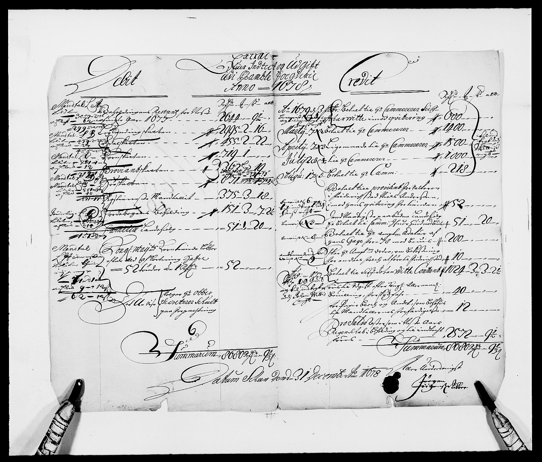 Rentekammeret inntil 1814, Reviderte regnskaper, Fogderegnskap, AV/RA-EA-4092/R34/L2044: Fogderegnskap Bamble, 1678-1679, p. 2