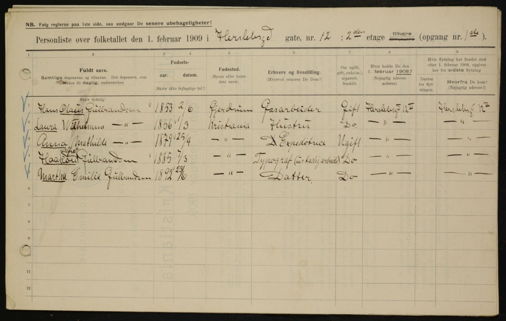 OBA, Municipal Census 1909 for Kristiania, 1909, p. 35736