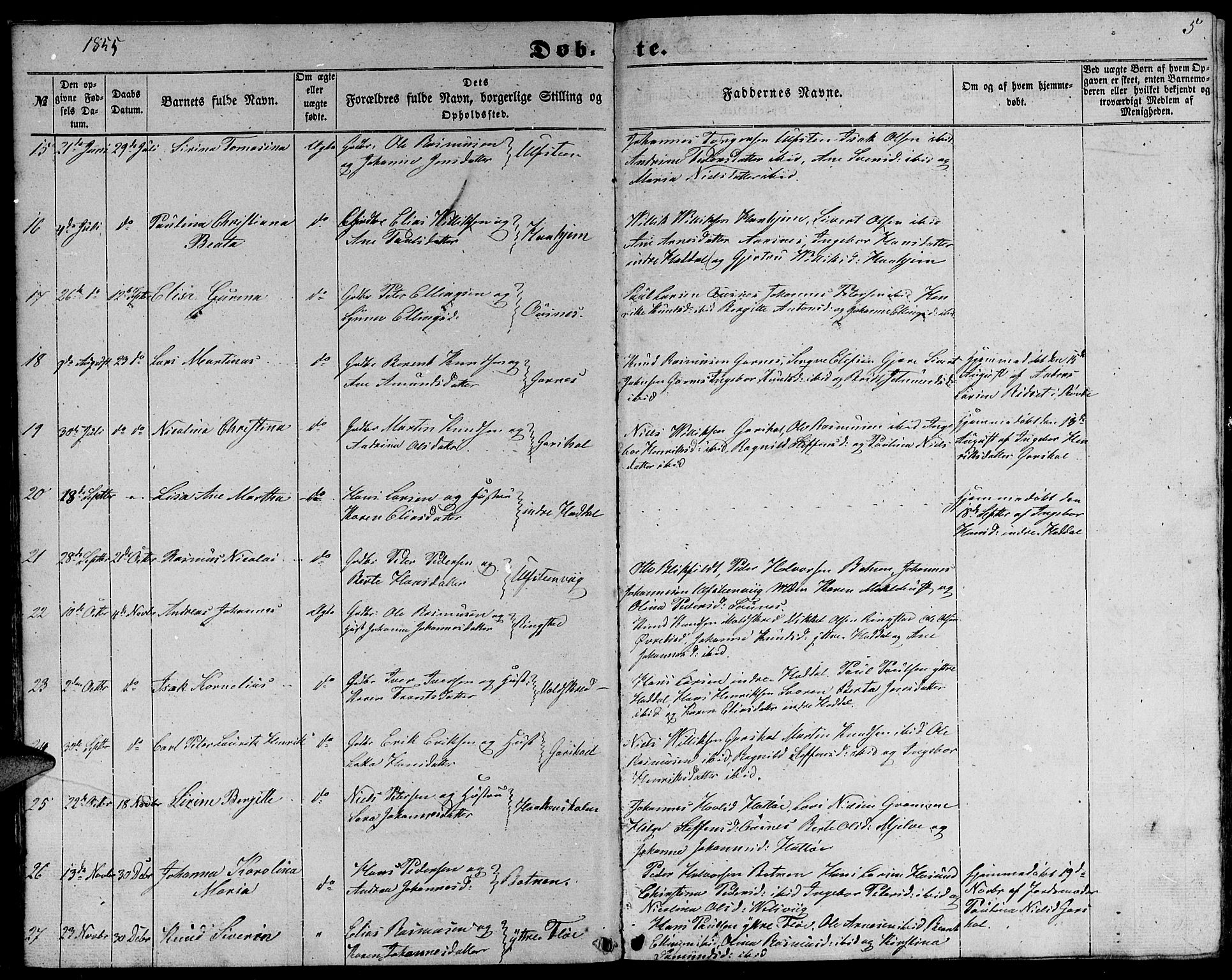 Ministerialprotokoller, klokkerbøker og fødselsregistre - Møre og Romsdal, SAT/A-1454/509/L0111: Parish register (copy) no. 509C01, 1854-1882, p. 5