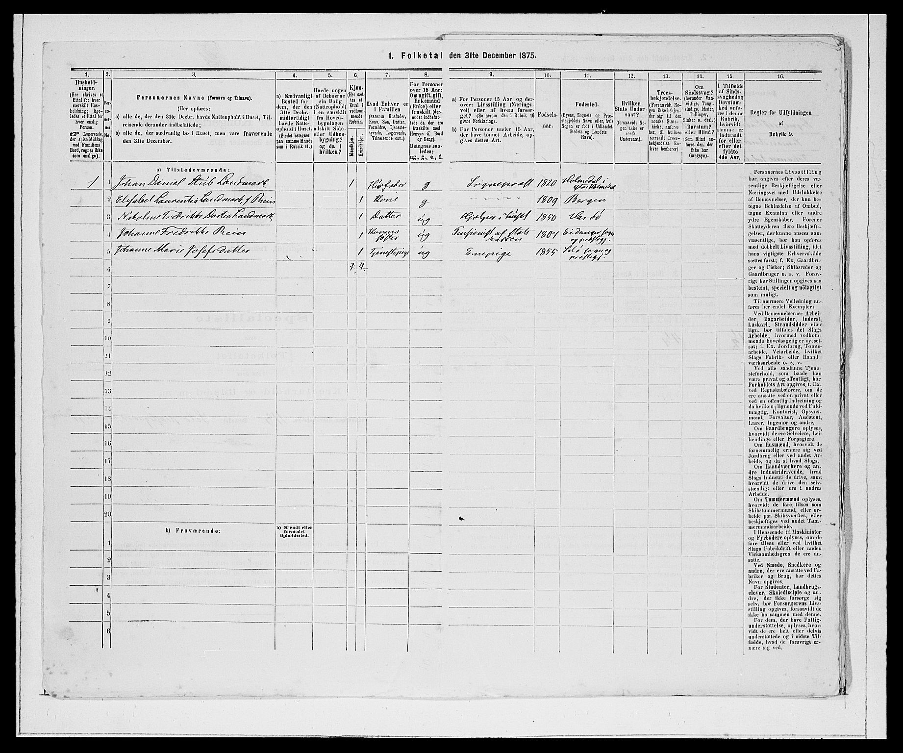 SAB, 1875 Census for 1441P Selje, 1875, p. 939