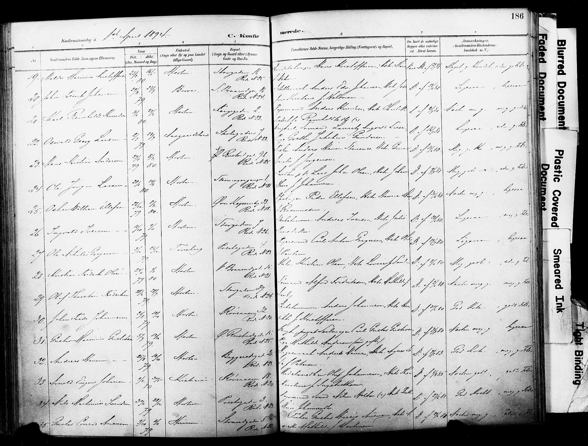 Horten kirkebøker, SAKO/A-348/F/Fa/L0004: Parish register (official) no. 4, 1888-1895, p. 186