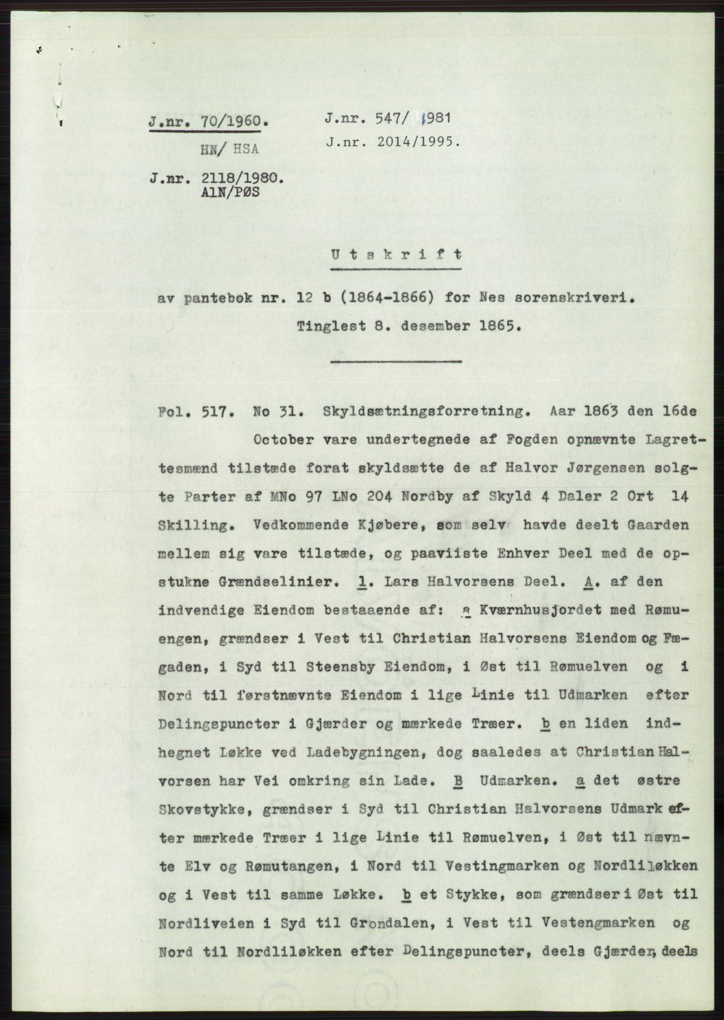 Statsarkivet i Oslo, AV/SAO-A-10621/Z/Zd/L0011: Avskrifter, j.nr 4-798/1960, 1960, p. 30