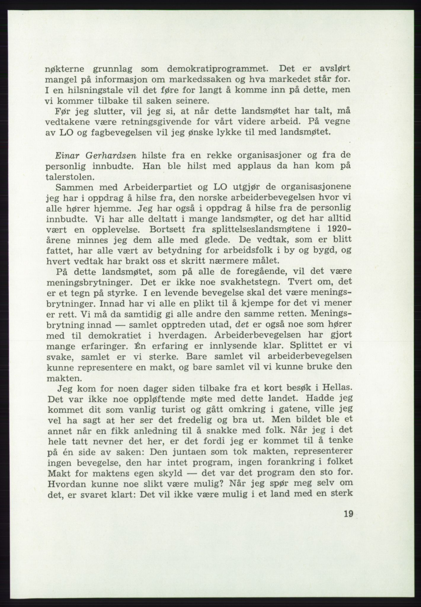 Det norske Arbeiderparti - publikasjoner, AAB/-/-/-: Protokoll over forhandlingene på det 43. ordinære landsmøte 9.-11. mai 1971 i Oslo, 1971, p. 19