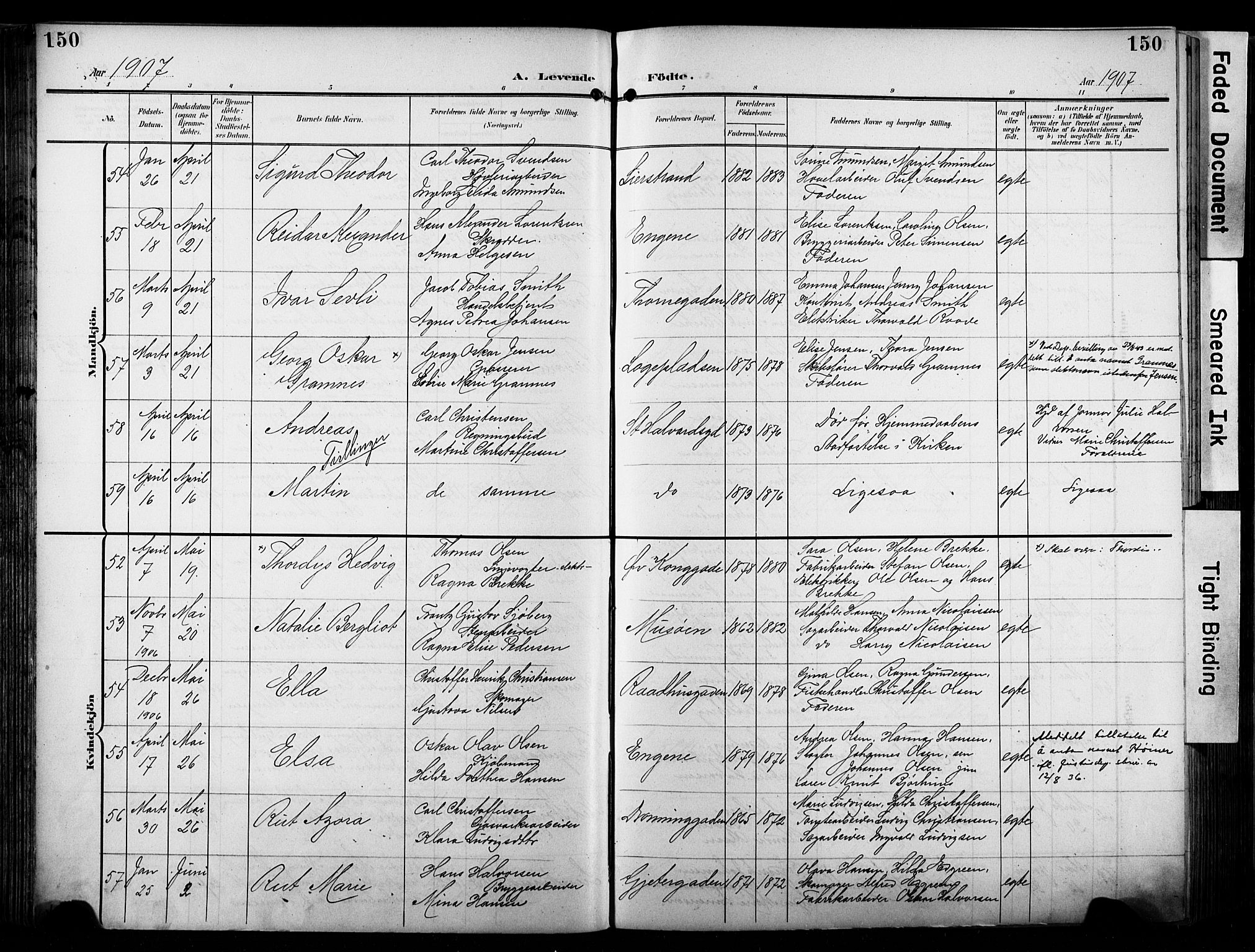 Bragernes kirkebøker, AV/SAKO-A-6/F/Fb/L0009: Parish register (official) no. II 9, 1902-1911, p. 150