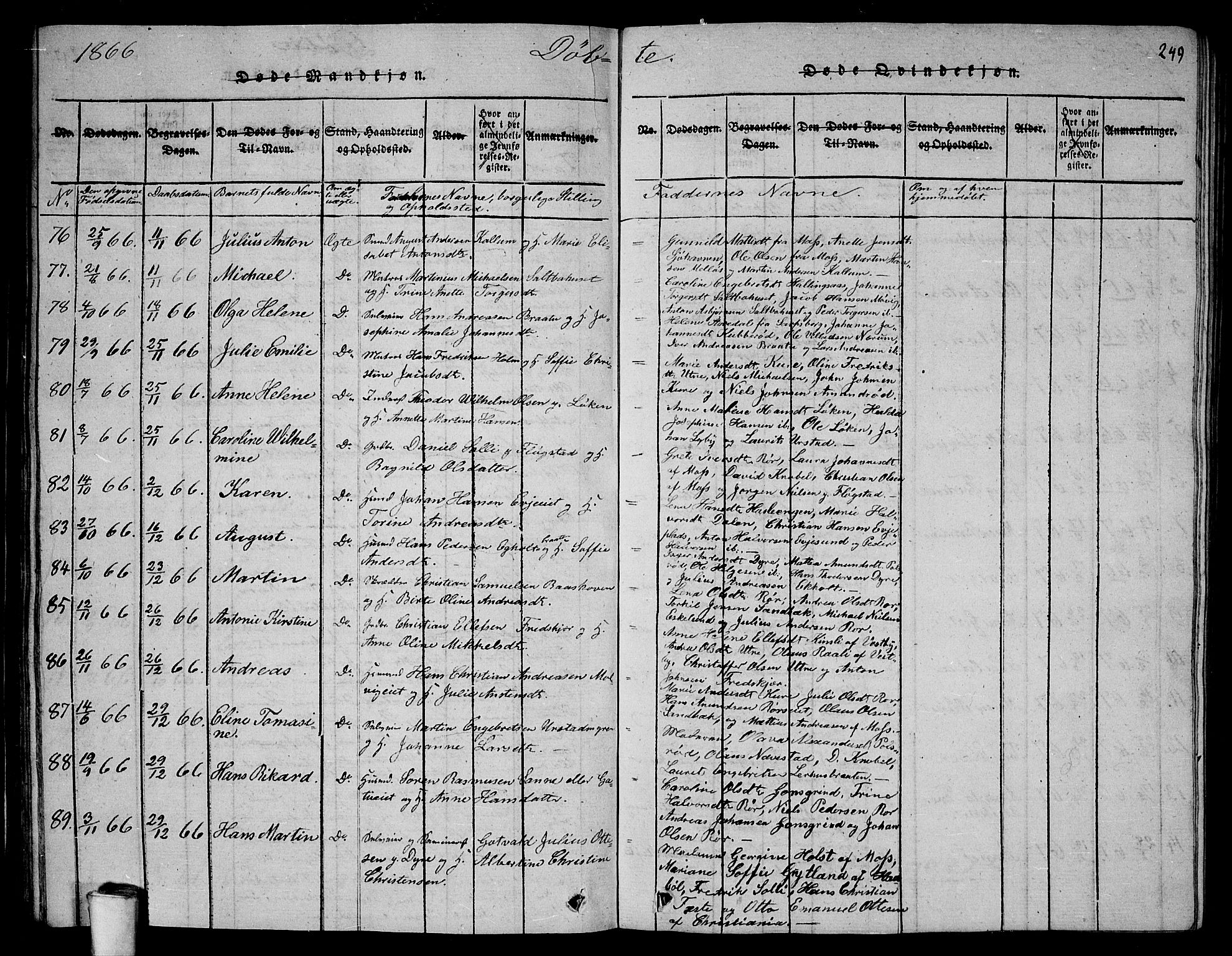 Rygge prestekontor Kirkebøker, AV/SAO-A-10084b/G/Ga/L0001: Parish register (copy) no. 1, 1814-1871, p. 248-249