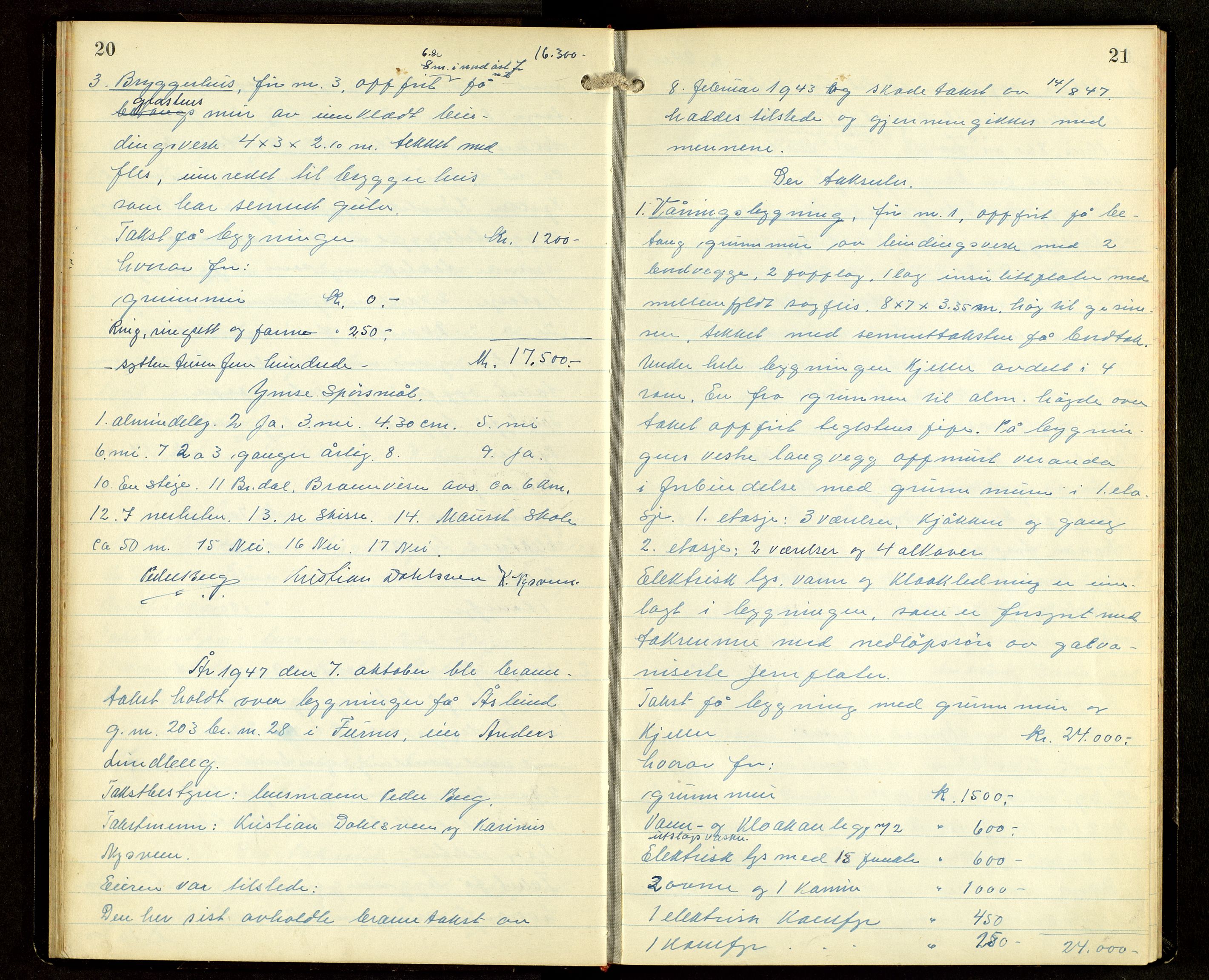 Norges Brannkasse, Furnes, AV/SAH-NBRANF-004/F/L0004: Branntakstprotokoll, 1947-1950, p. 20-21