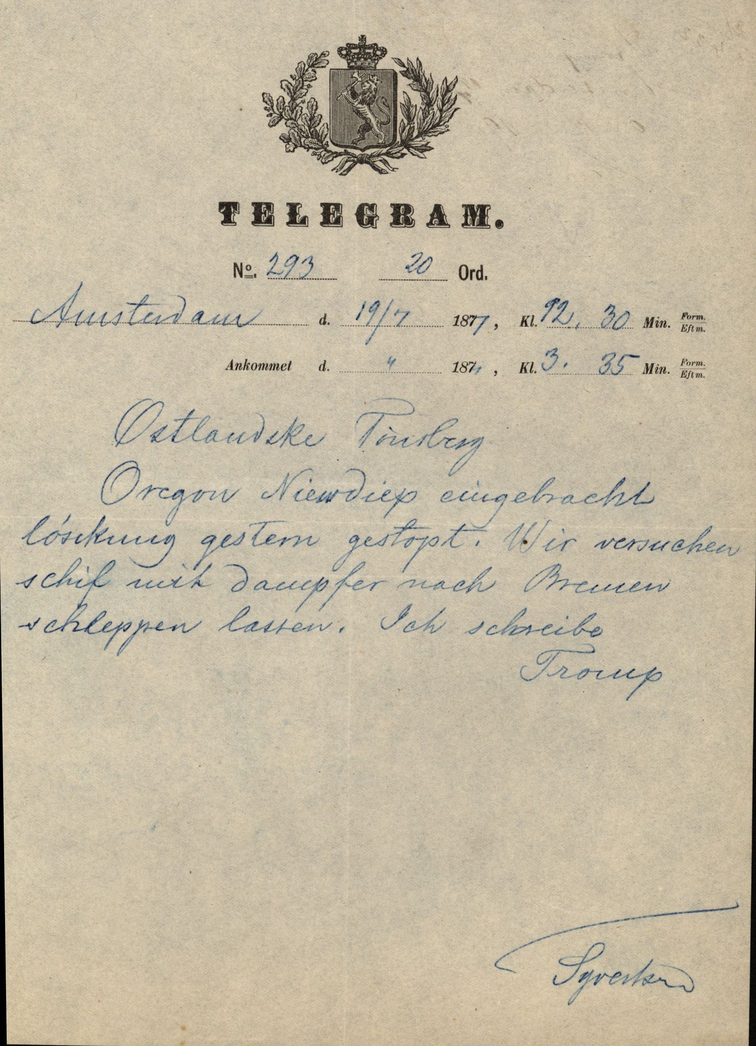 Pa 63 - Østlandske skibsassuranceforening, VEMU/A-1079/G/Ga/L0020/0007: Havaridokumenter / Oregon, Norden, Nordstjernen, Marie, Speed, 1887, p. 37