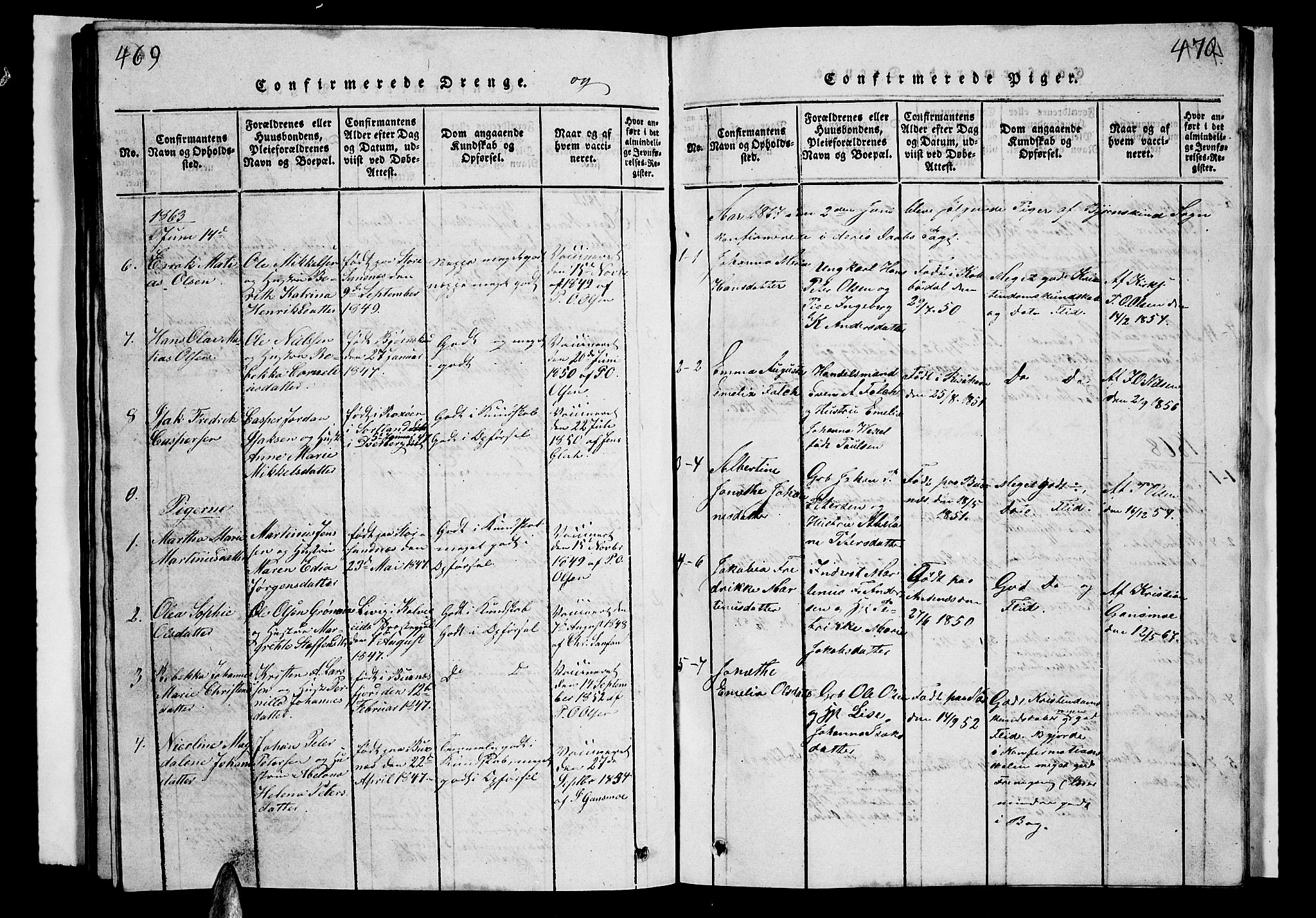Ministerialprotokoller, klokkerbøker og fødselsregistre - Nordland, SAT/A-1459/899/L1446: Parish register (copy) no. 899C01, 1820-1868, p. 469-470