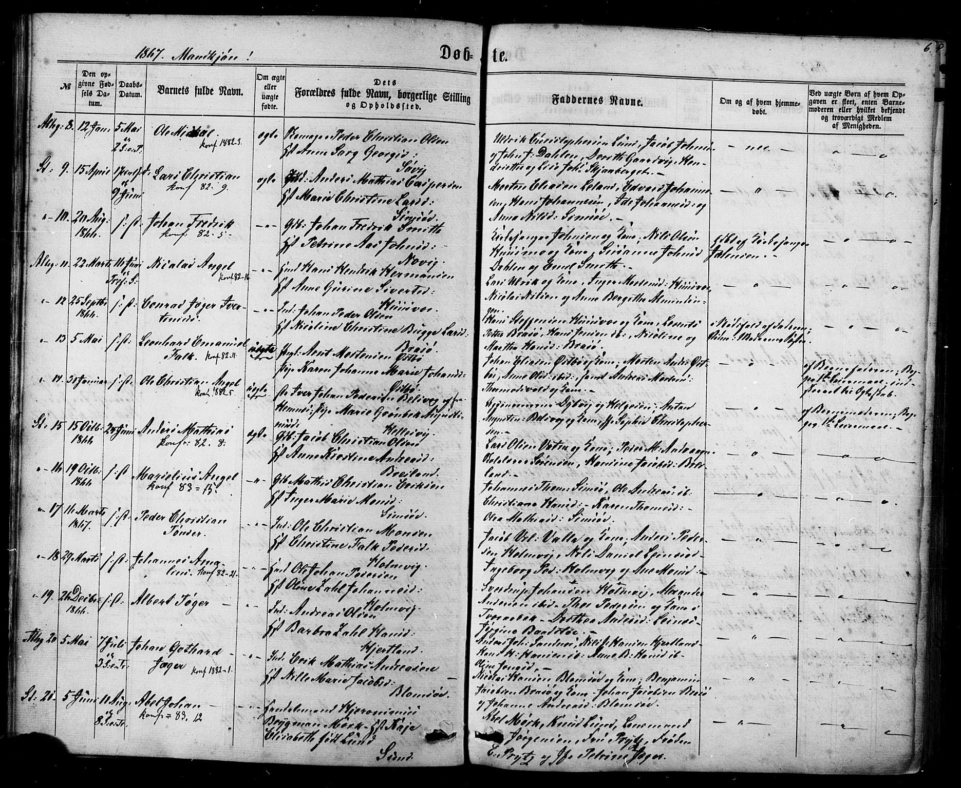 Ministerialprotokoller, klokkerbøker og fødselsregistre - Nordland, AV/SAT-A-1459/830/L0449: Parish register (official) no. 830A13, 1866-1886, p. 6