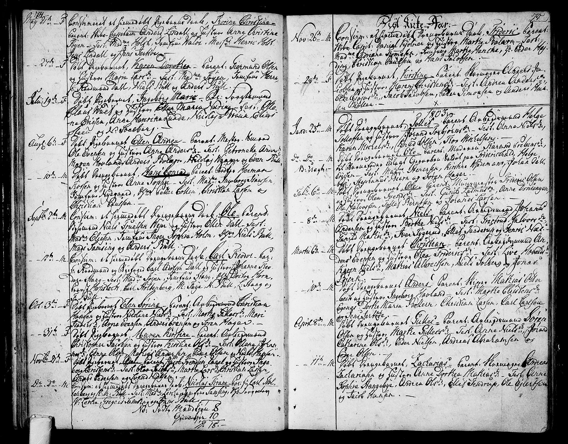 Tønsberg kirkebøker, AV/SAKO-A-330/F/Fa/L0003: Parish register (official) no. I 3, 1797-1814, p. 74-75