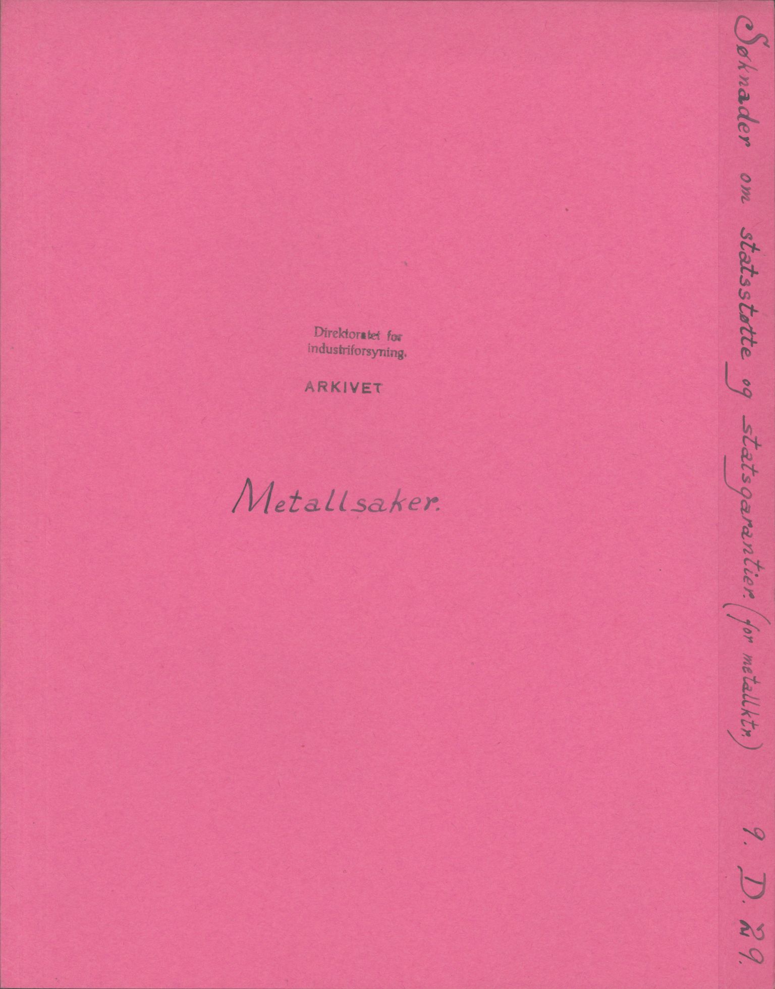 Direktoratet for industriforsyning, Sekretariatet, RA/S-4153/D/Df/L0055: 9. Metallkontoret, 1940-1945, p. 1700