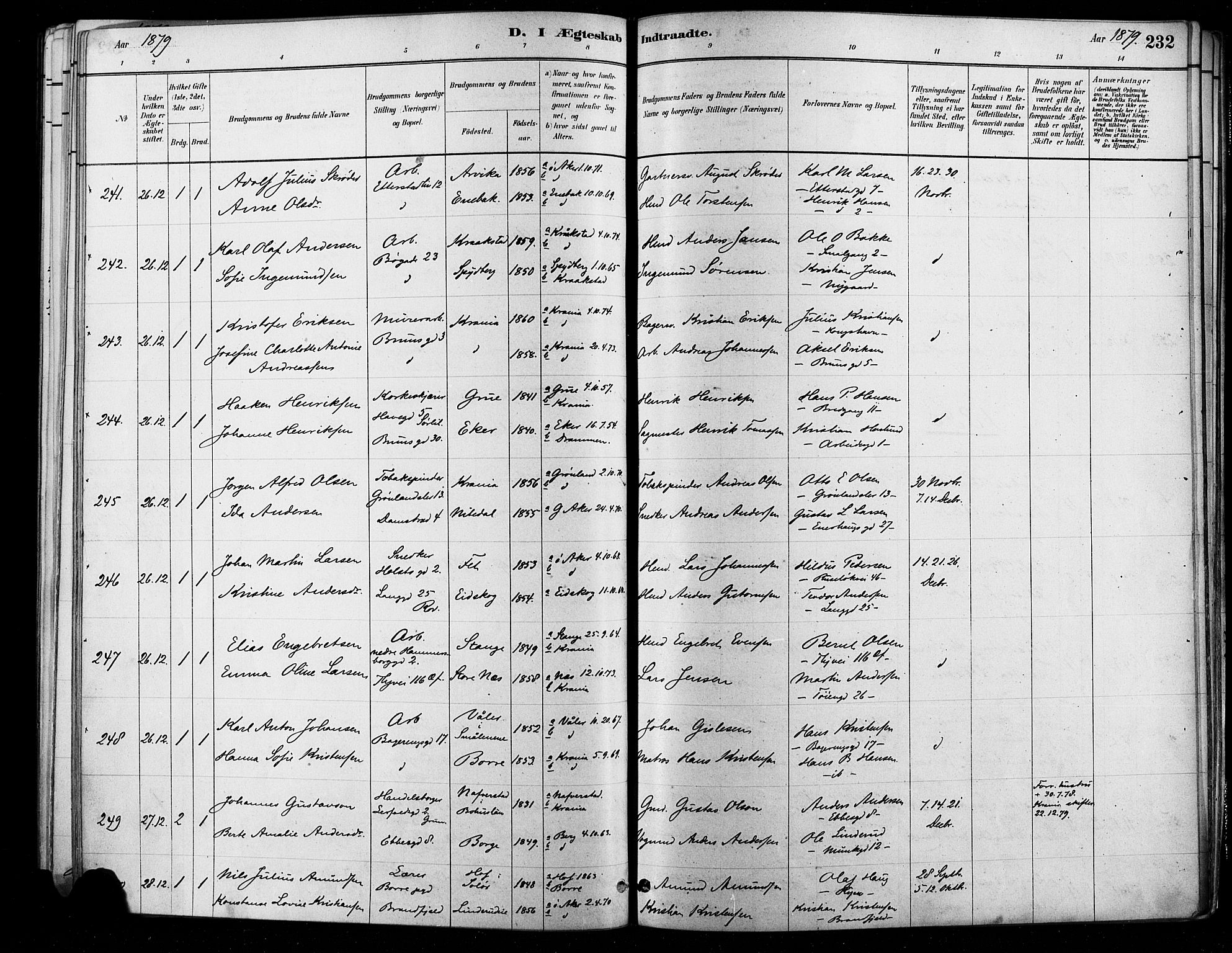 Østre Aker prestekontor Kirkebøker, SAO/A-10840/F/Fa/L0006: Parish register (official) no. I 5, 1879-1882, p. 232