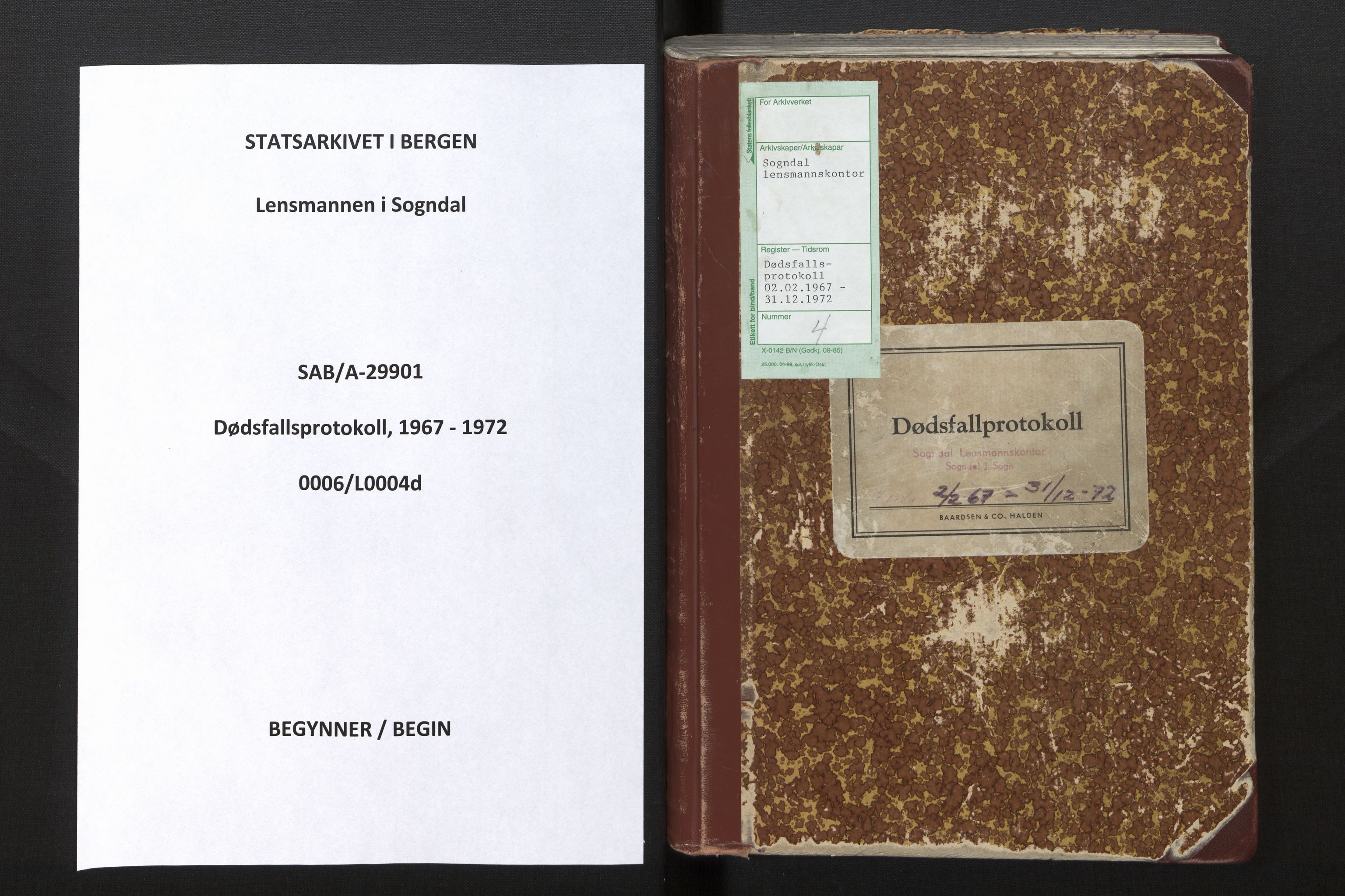 Lensmannen i Sogndal, SAB/A-29901/0006/L0004d: Dødsfallprotokoll, 1967-1972