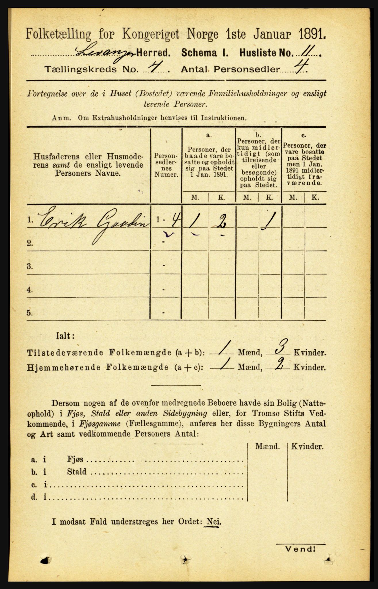 RA, 1891 census for 1720 Levanger, 1891, p. 2092