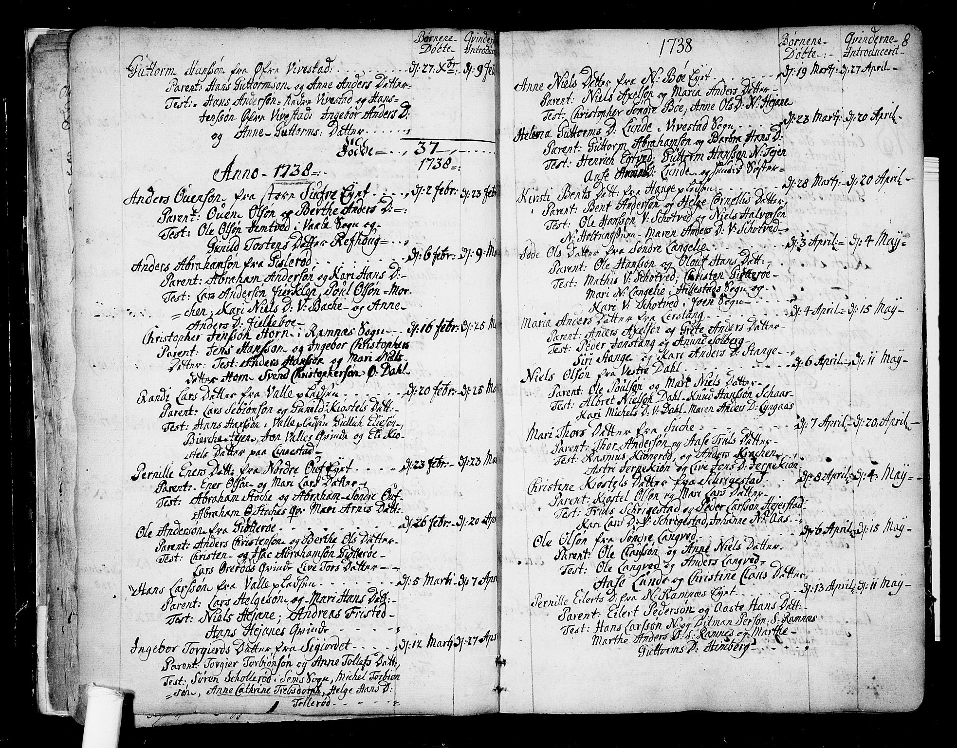 Ramnes kirkebøker, SAKO/A-314/F/Fa/L0001: Parish register (official) no. I 1, 1732-1774, p. 8