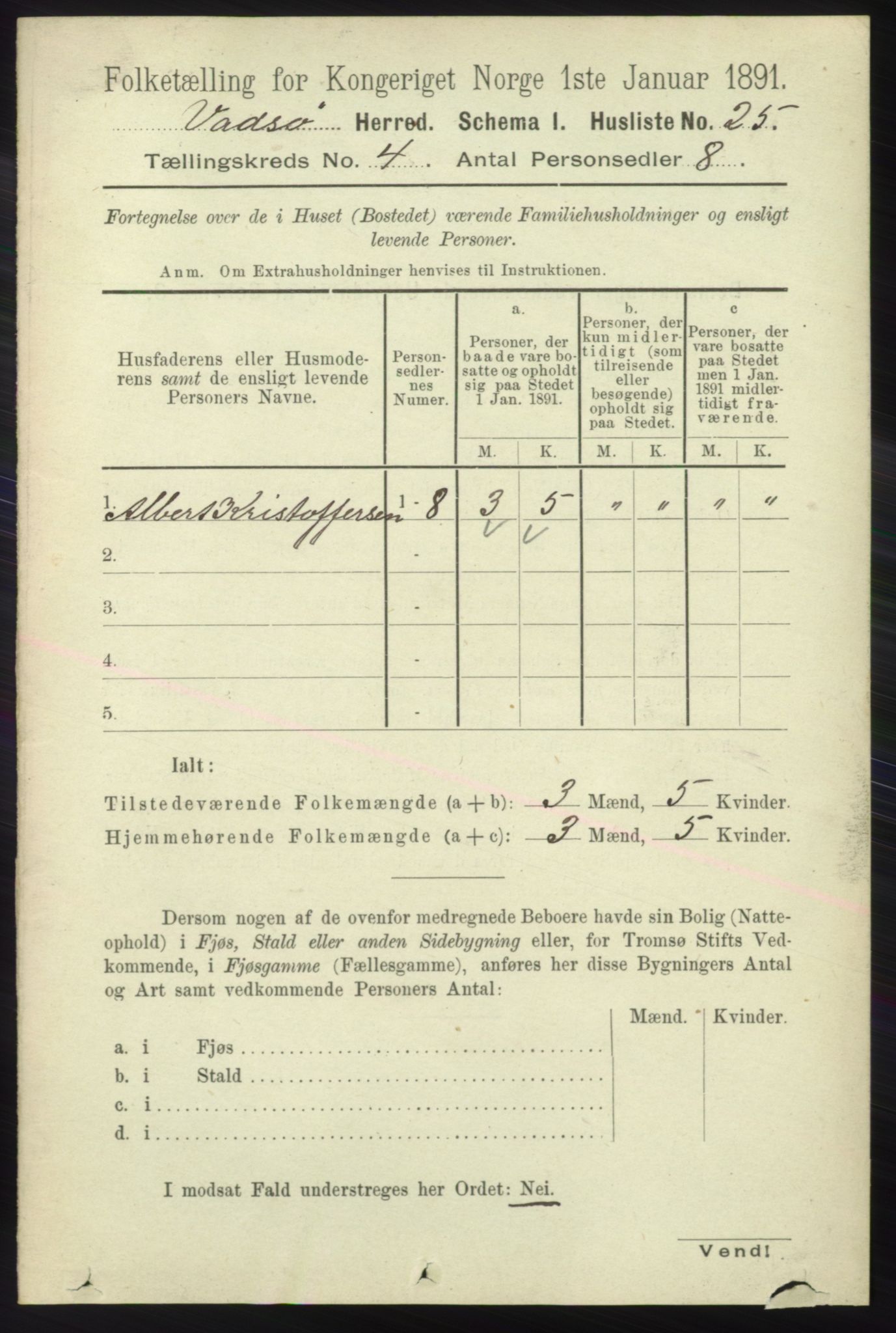 RA, 1891 census for 2029 Vadsø, 1891, p. 1168