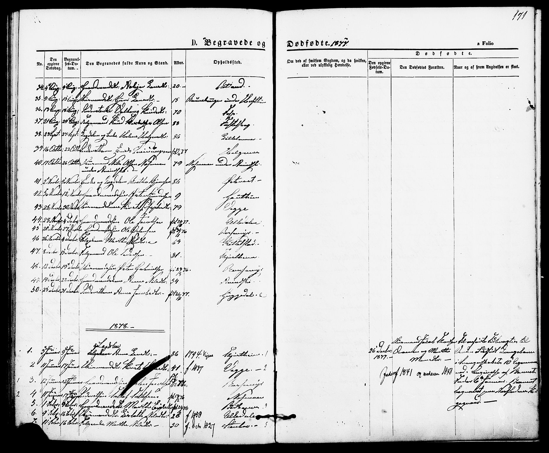 Suldal sokneprestkontor, AV/SAST-A-101845/01/IV/L0010: Parish register (official) no. A 10, 1869-1878, p. 171