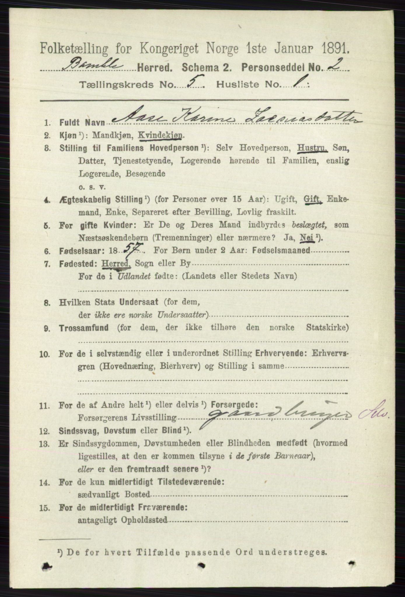 RA, 1891 census for 0814 Bamble, 1891, p. 2245