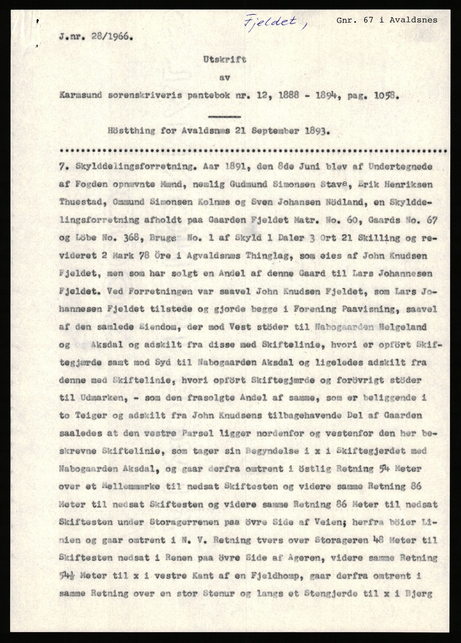 Statsarkivet i Stavanger, SAST/A-101971/03/Y/Yj/L0021: Avskrifter sortert etter gårdsnavn: Fiveland - Fosen, 1750-1930, p. 110