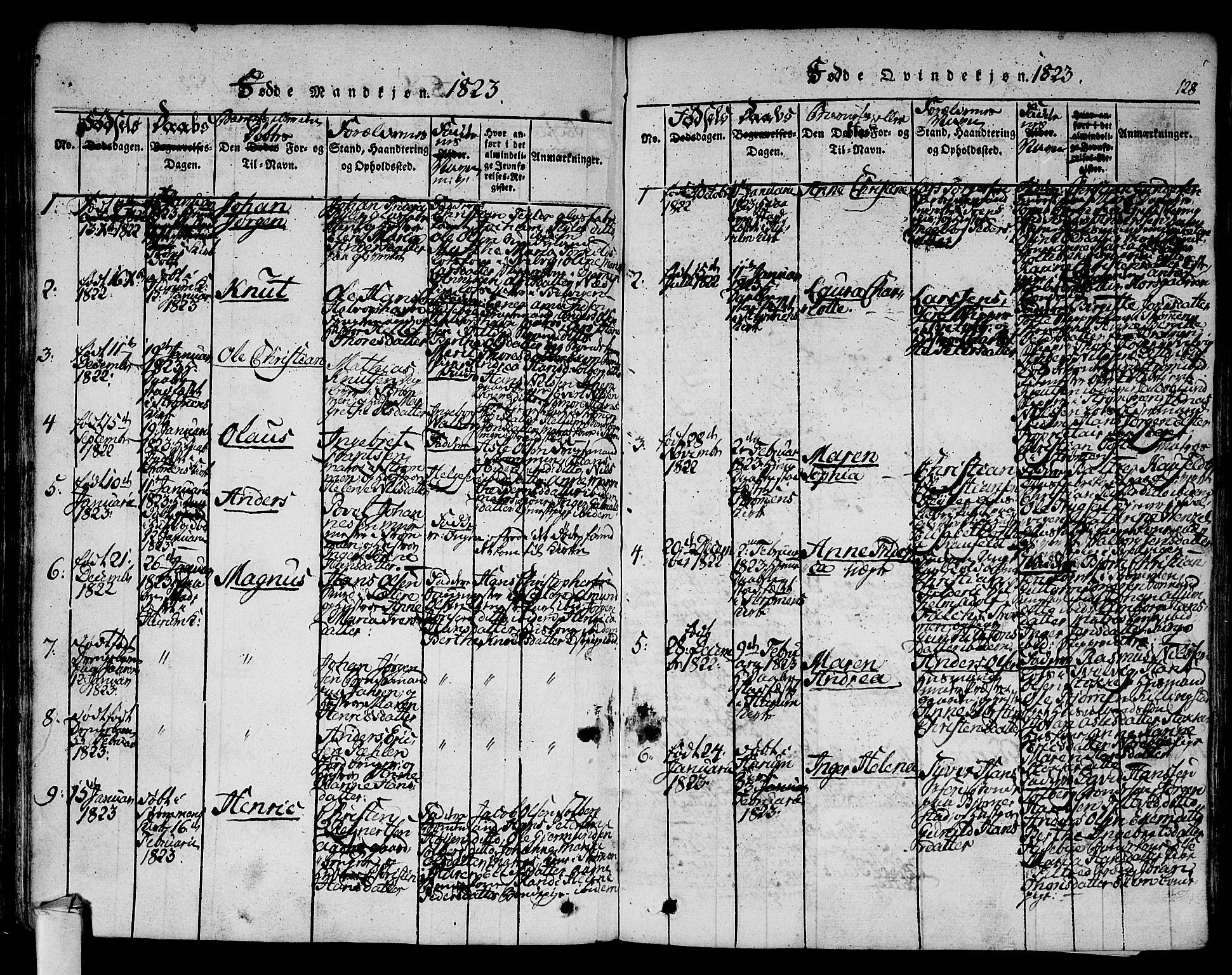 Hurum kirkebøker, SAKO/A-229/F/Fa/L0009: Parish register (official) no. 9, 1816-1826, p. 128