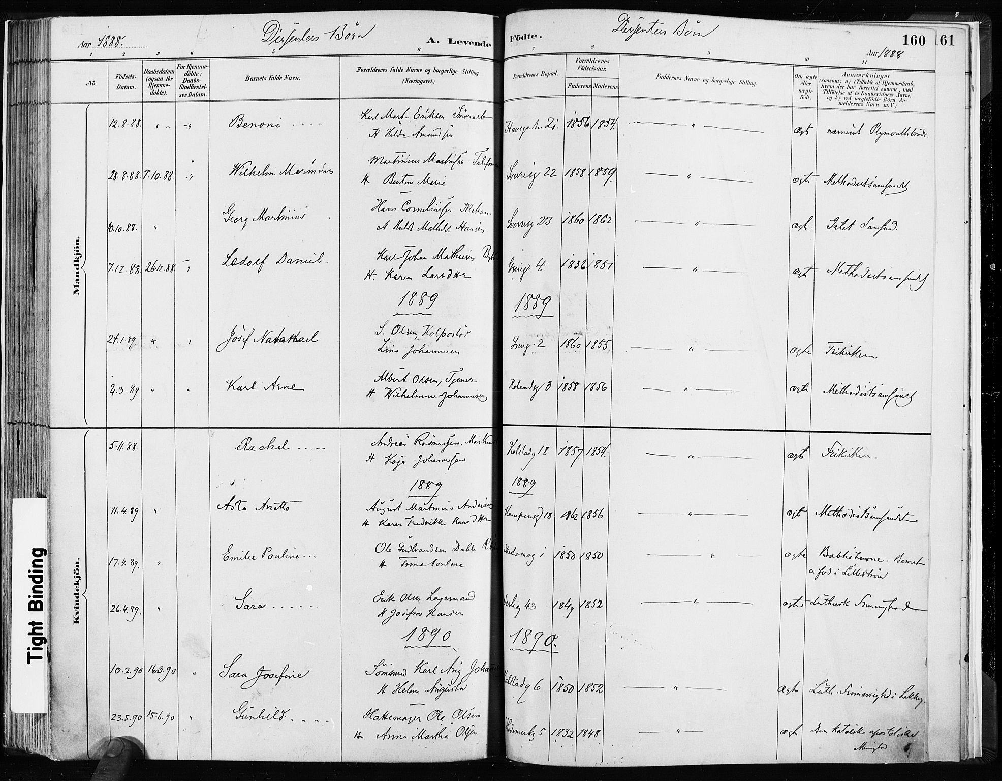 Kampen prestekontor Kirkebøker, SAO/A-10853/F/Fa/L0003: Parish register (official) no. I 3, 1886-1892, p. 160