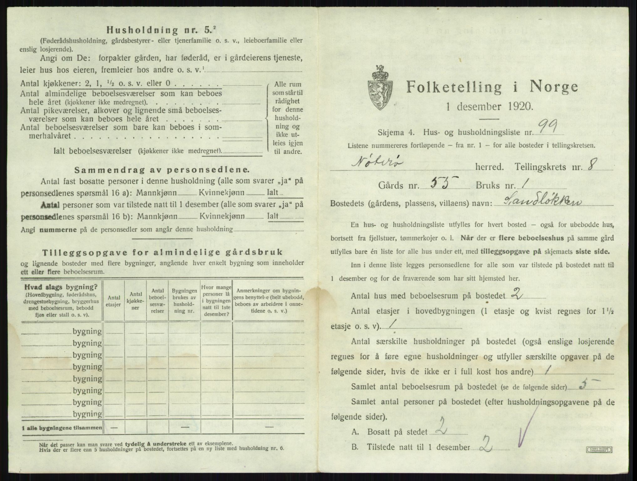 SAKO, 1920 census for Nøtterøy, 1920, p. 1699