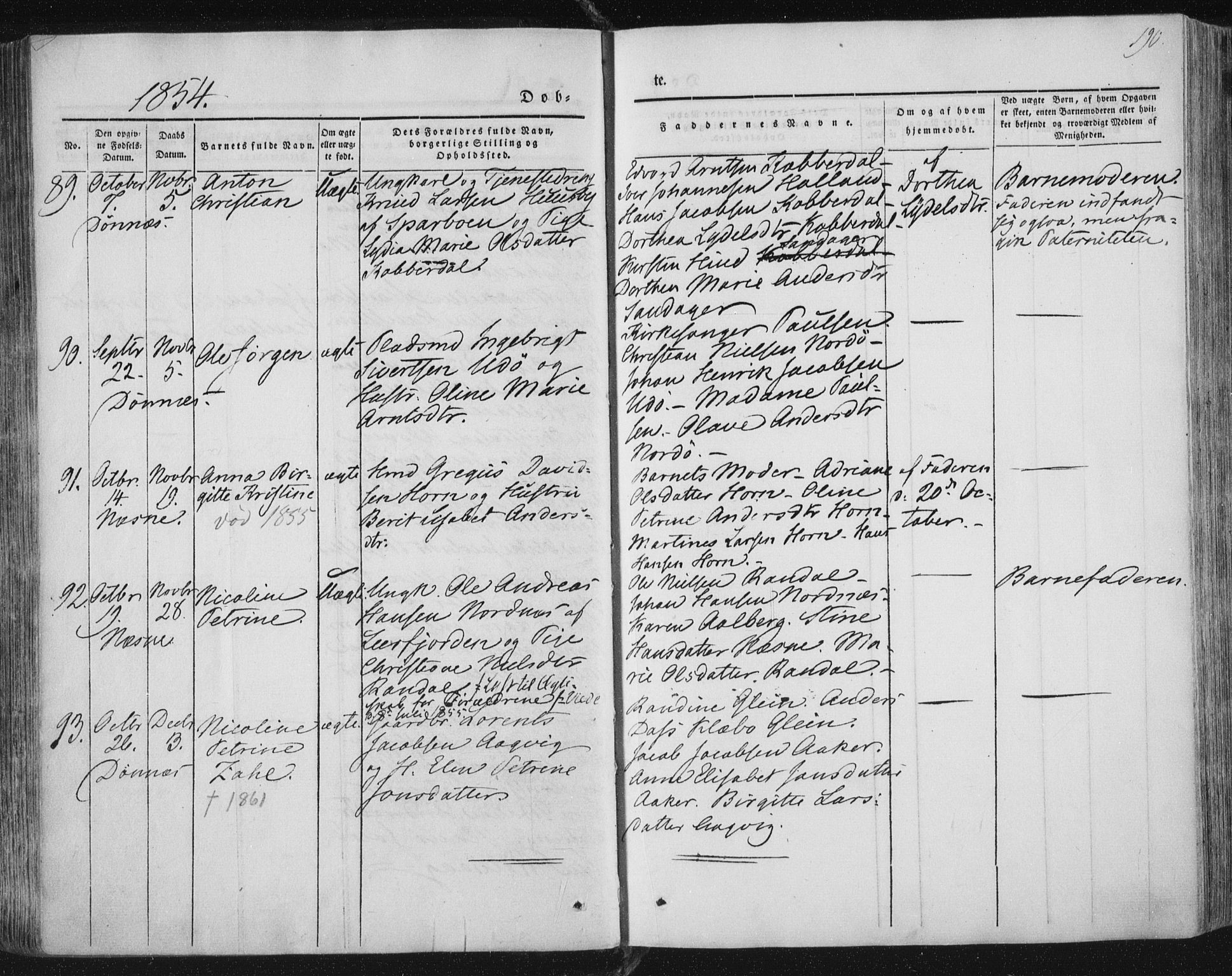 Ministerialprotokoller, klokkerbøker og fødselsregistre - Nordland, AV/SAT-A-1459/838/L0549: Parish register (official) no. 838A07, 1840-1854, p. 190