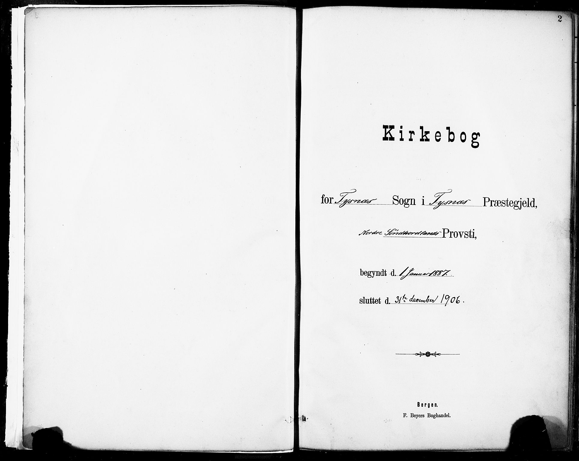Tysnes sokneprestembete, SAB/A-78601/H/Haa: Parish register (official) no. B 1, 1887-1906, p. 2