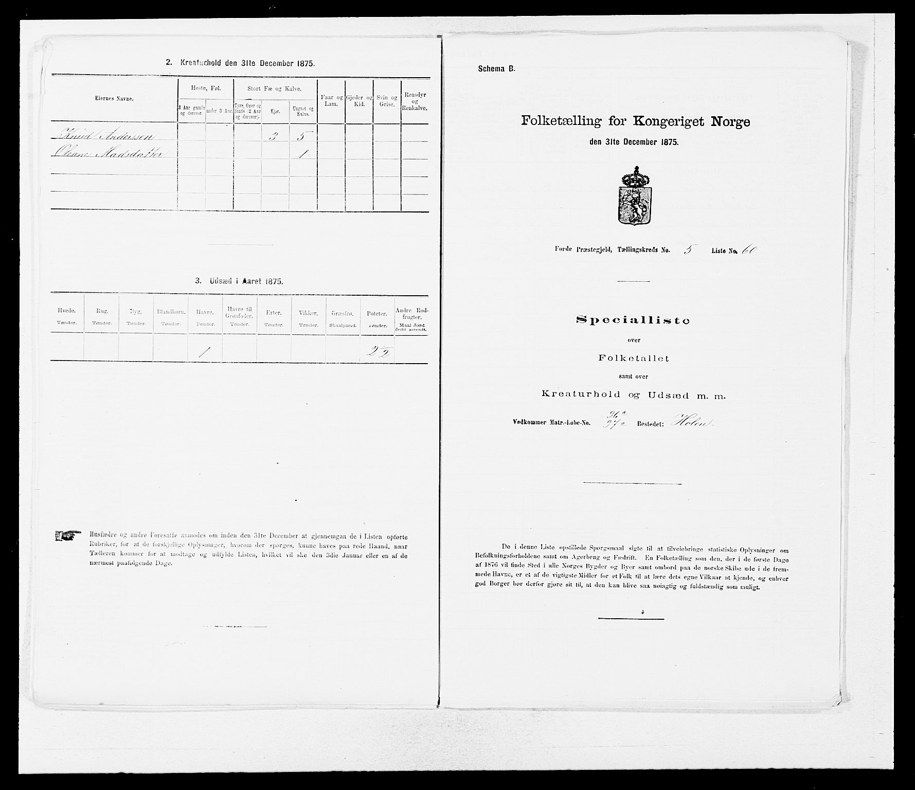 SAB, 1875 census for 1432P Førde, 1875, p. 598