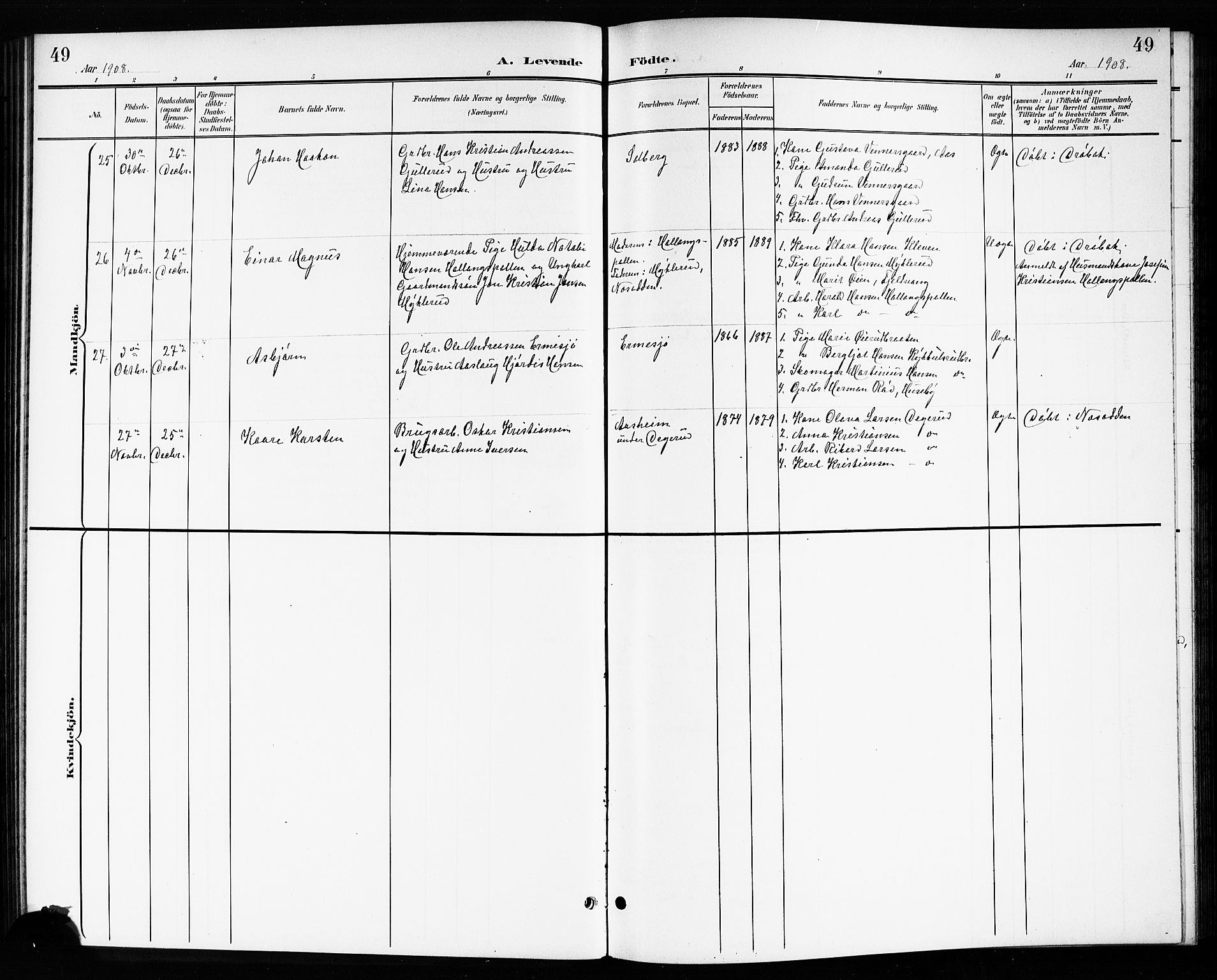 Drøbak prestekontor Kirkebøker, AV/SAO-A-10142a/G/Gb/L0001: Parish register (copy) no. II 1, 1901-1919, p. 49