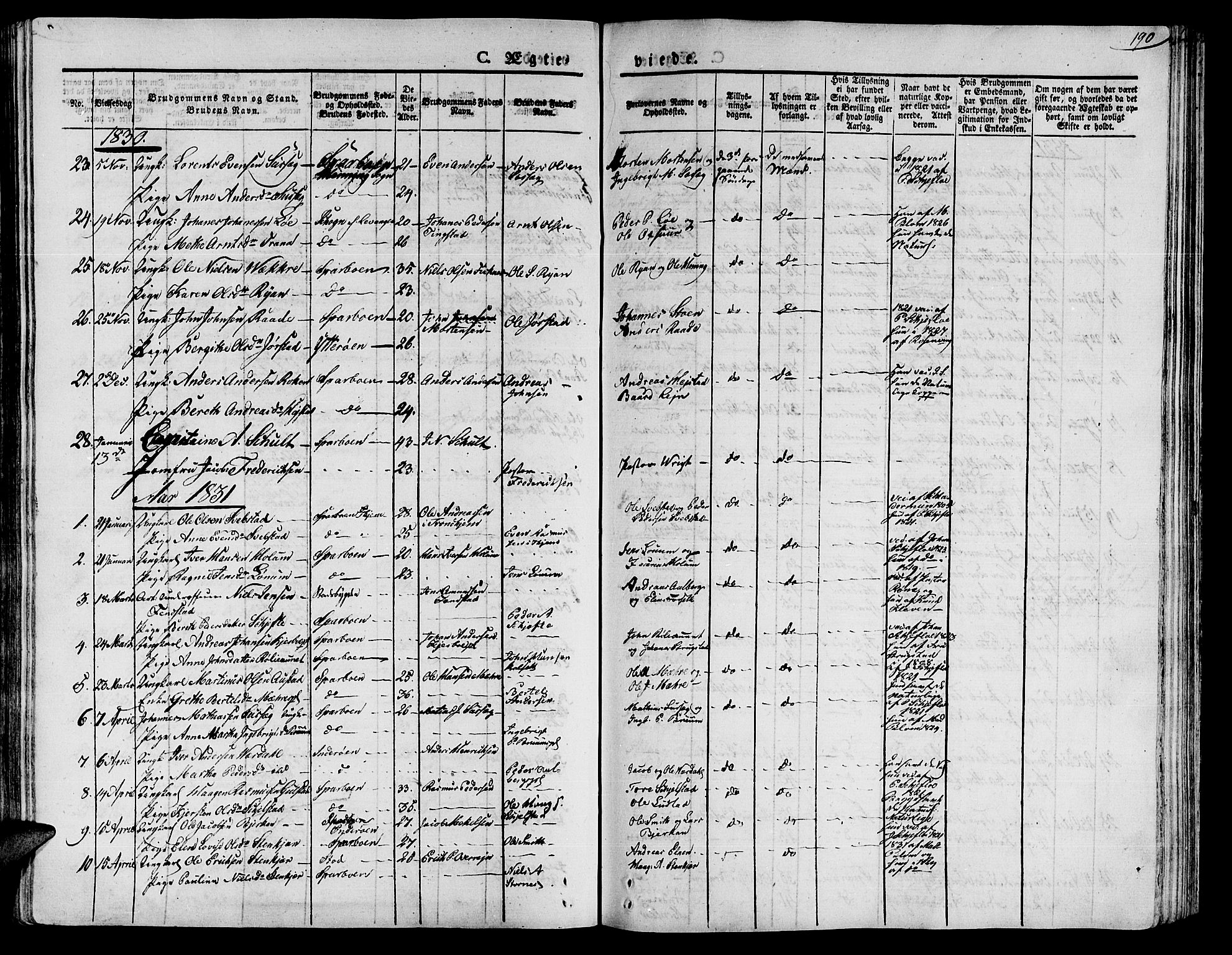 Ministerialprotokoller, klokkerbøker og fødselsregistre - Nord-Trøndelag, SAT/A-1458/735/L0336: Parish register (official) no. 735A05 /1, 1825-1835, p. 190
