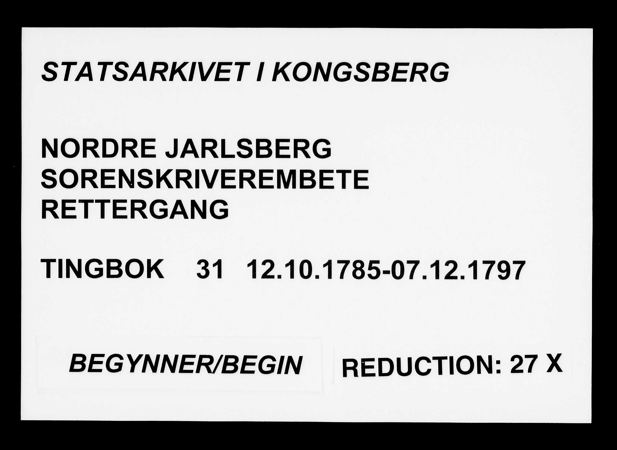 Nordre Jarlsberg sorenskriveri, AV/SAKO-A-80/F/Fa/Faa/L0031: Tingbok, 1785-1797