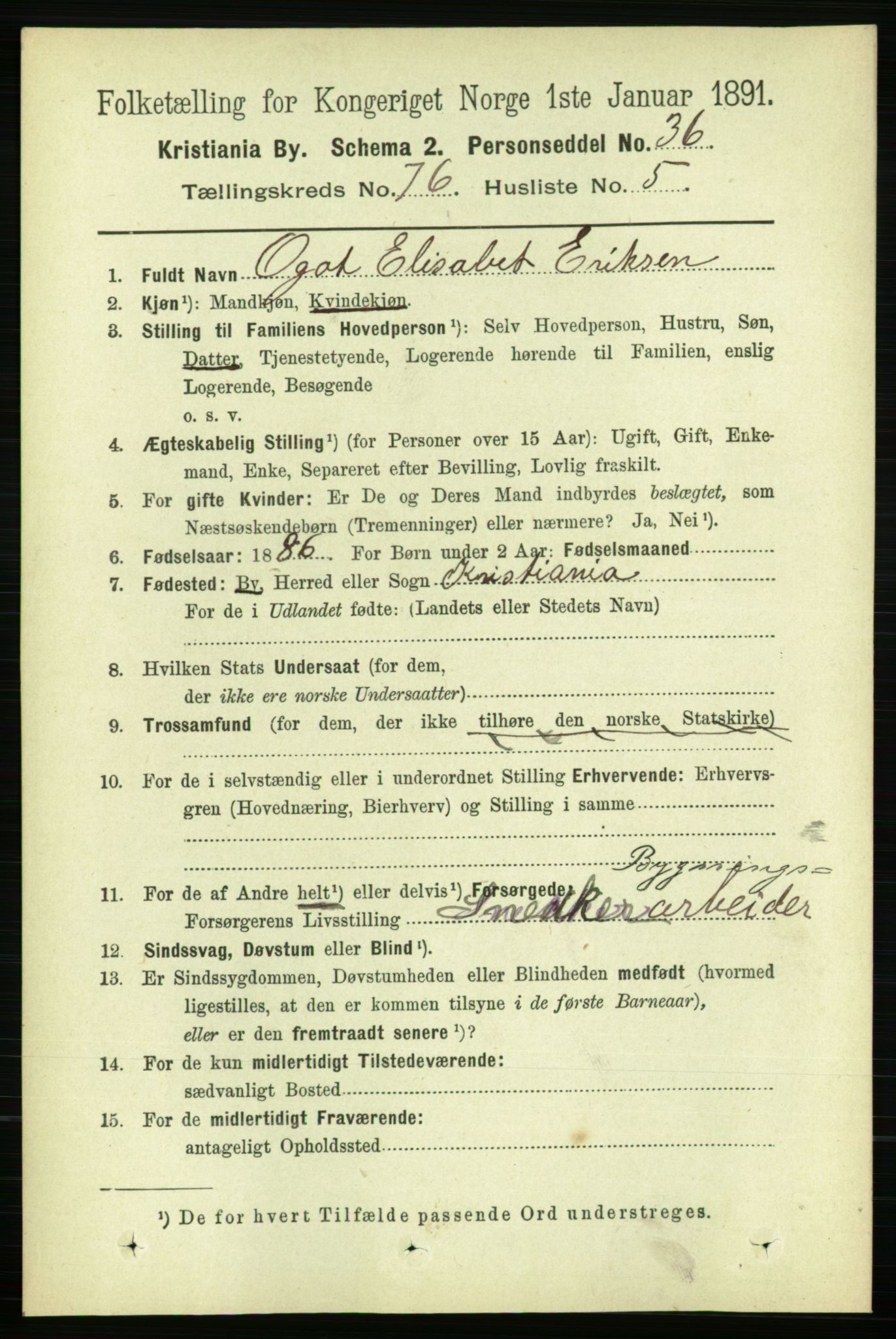 RA, 1891 census for 0301 Kristiania, 1891, p. 40259