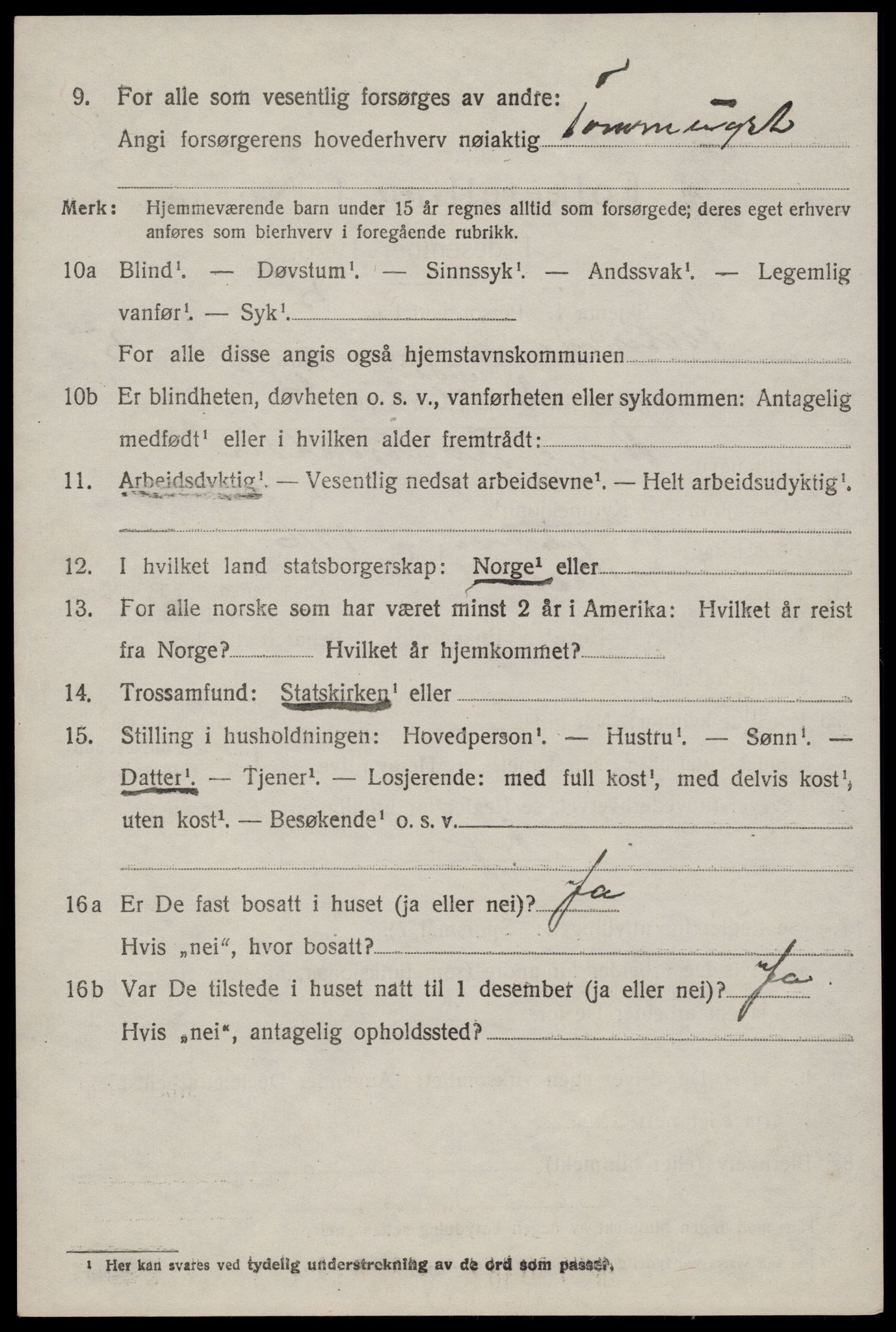 SAKO, 1920 census for Kviteseid, 1920, p. 2976